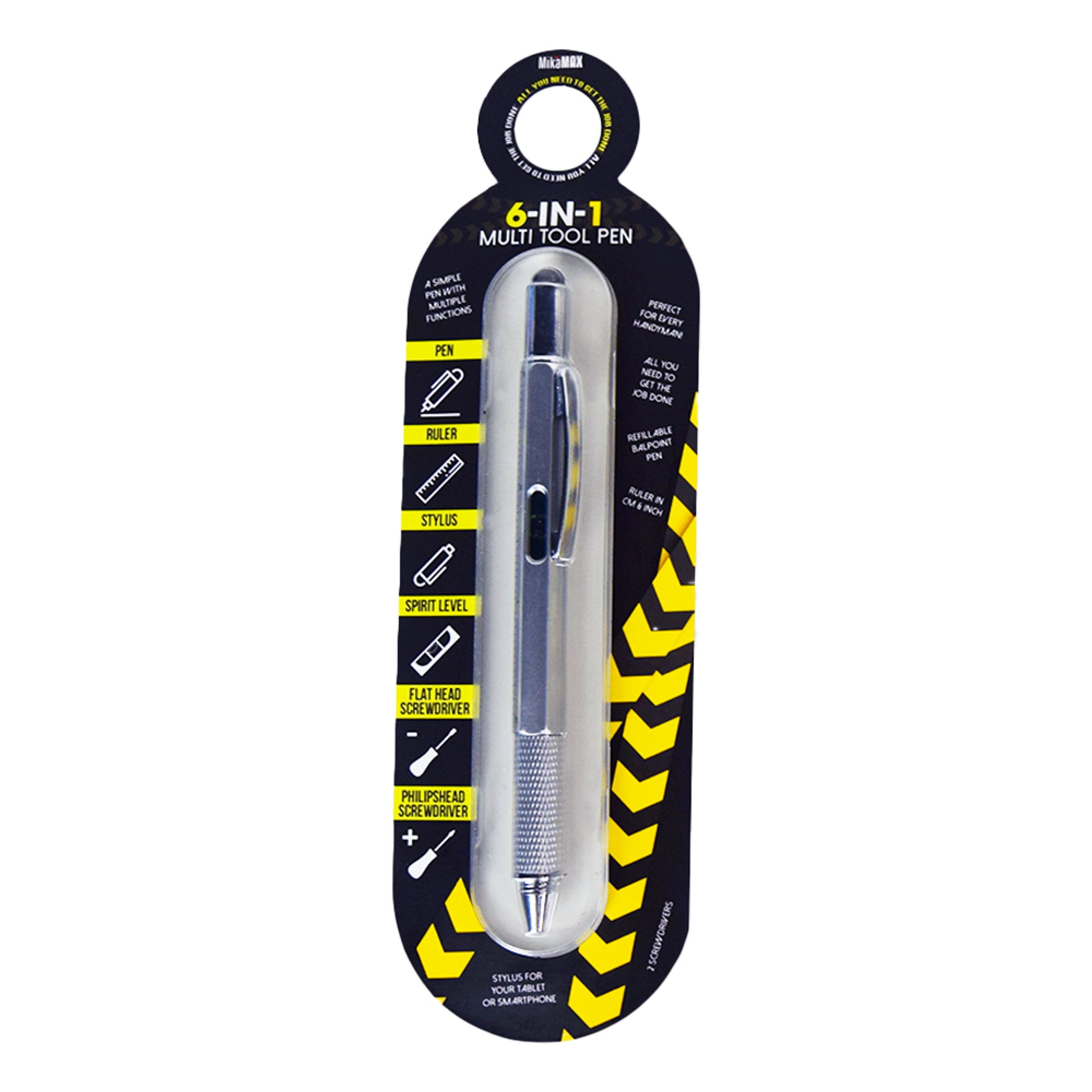 6-i-1 Multiverktyg Penna - Silver | Hem - Roliga Prylar - Hobby & Fritid - Smarta Saker | Maskeradspecialisten