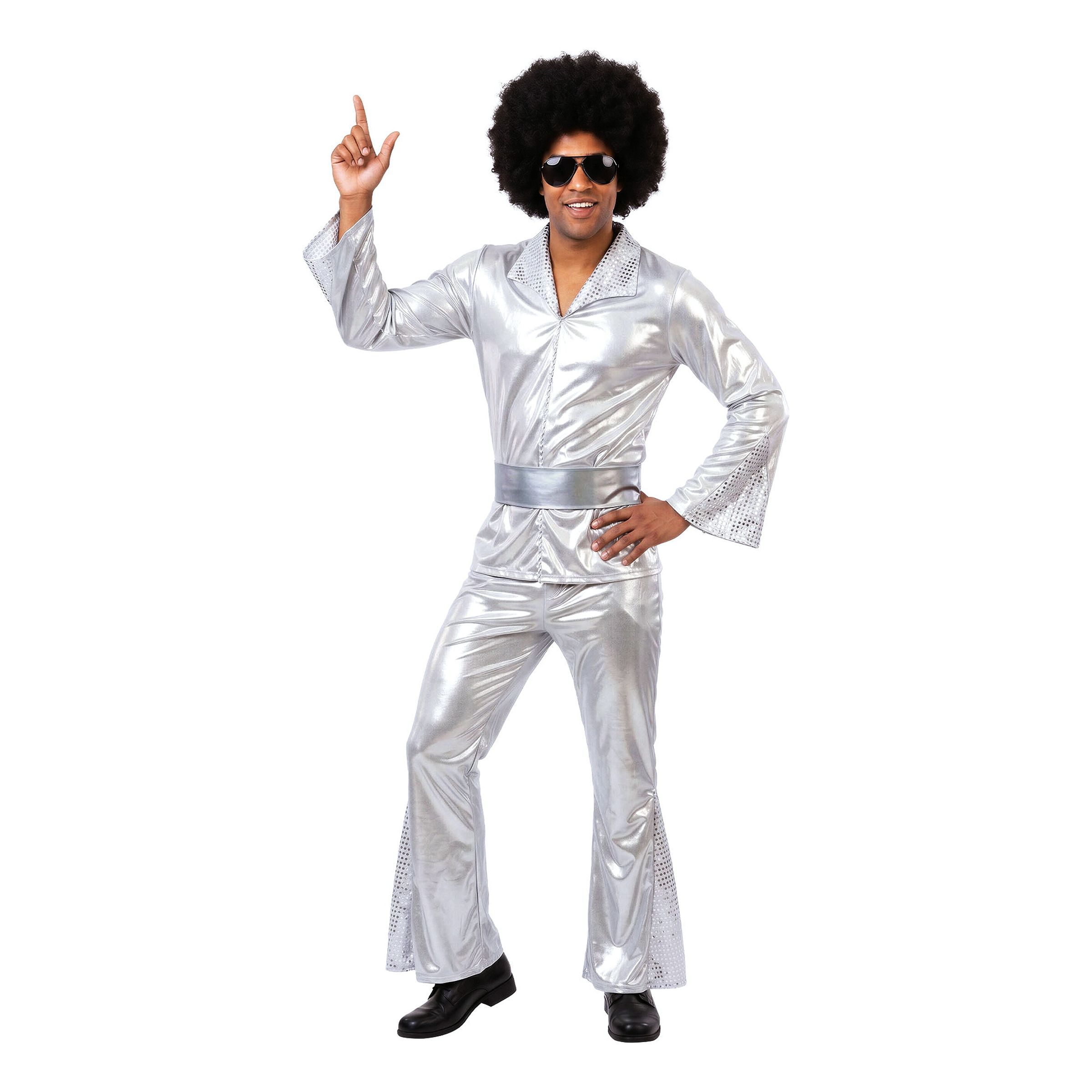 70’er Disco Herre Sølv Kostume - Medium