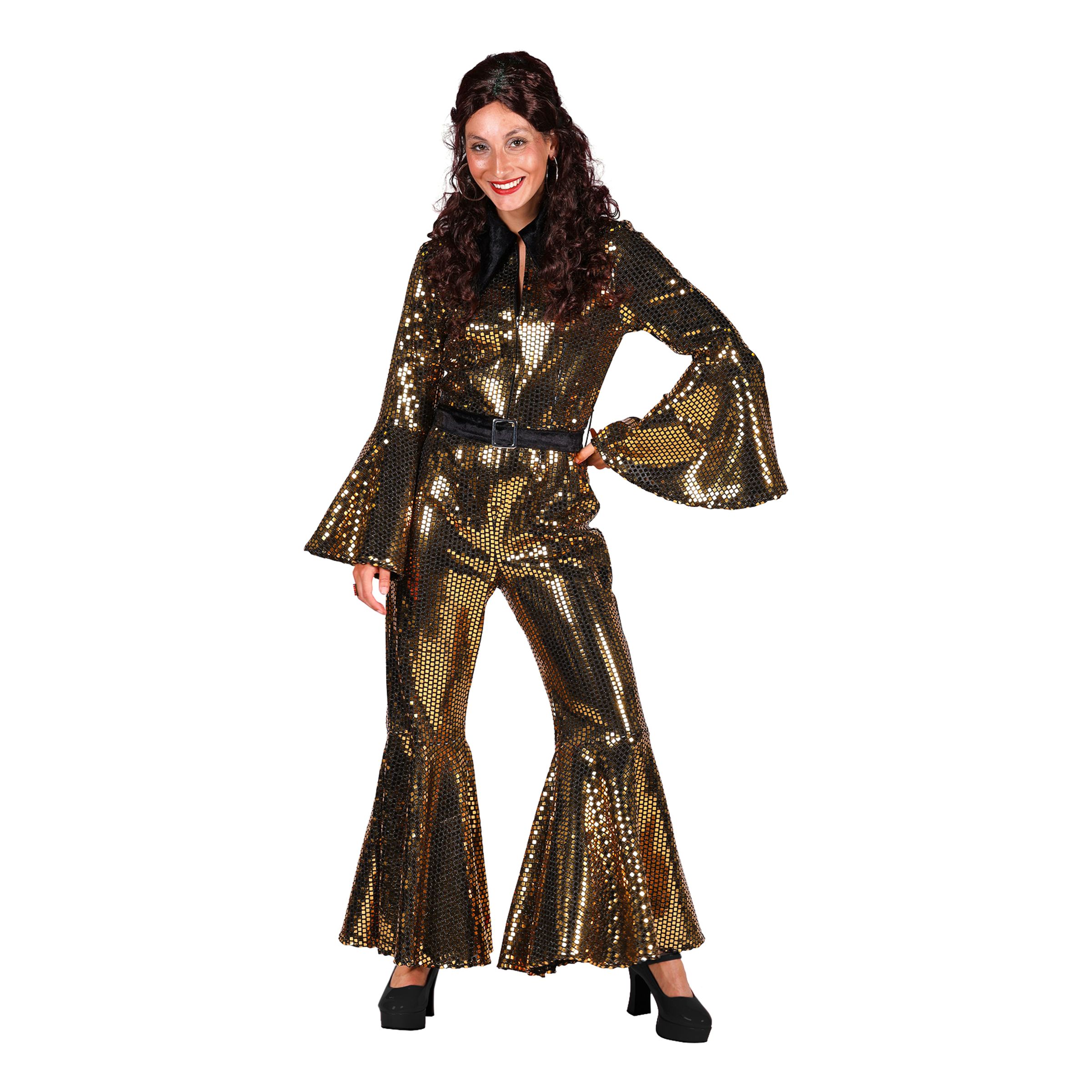 70'er Disco Jumpsuit Guld Kostume Deluxe - Large