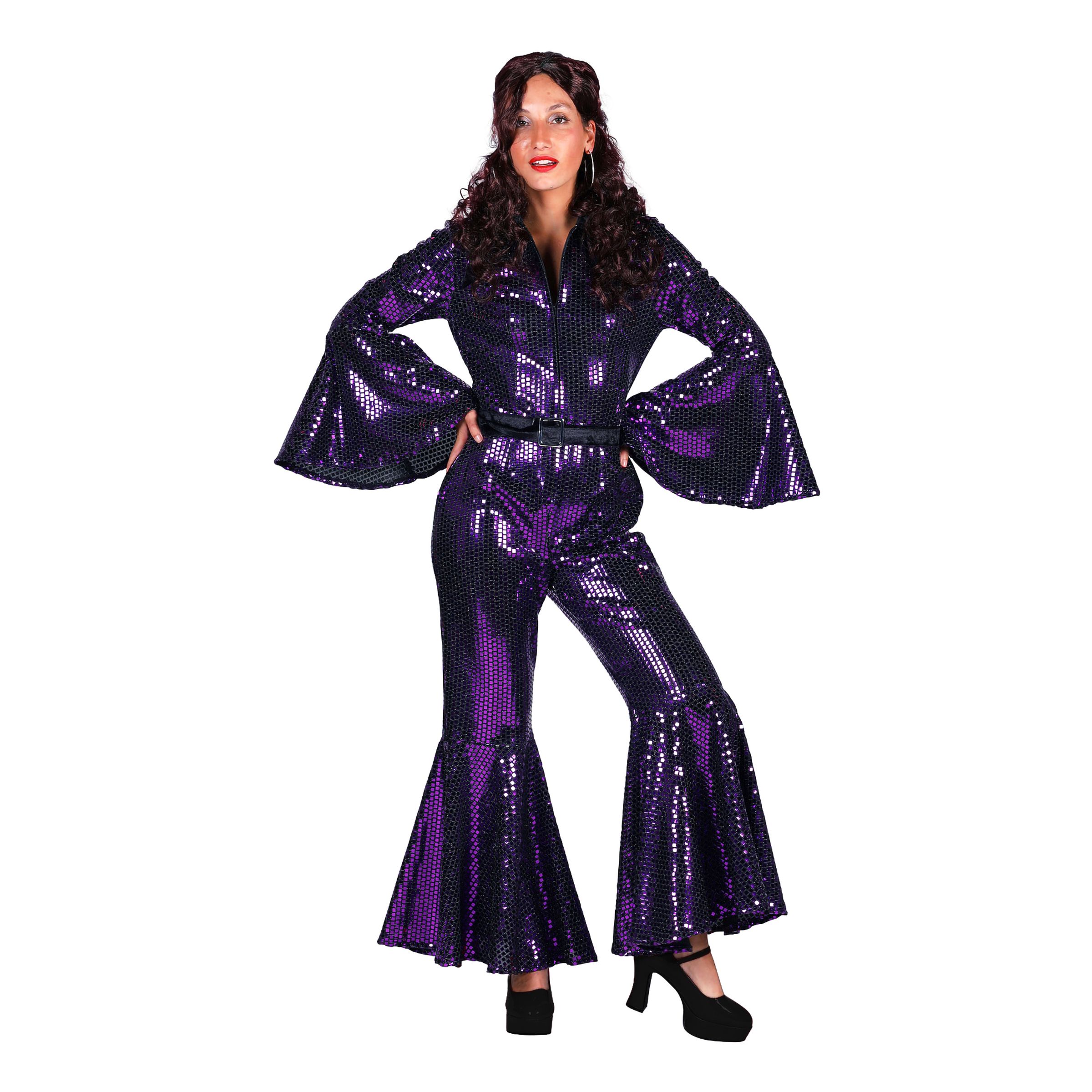 70'er Disco Jumpsuit Lilla Kostume Deluxe - Large