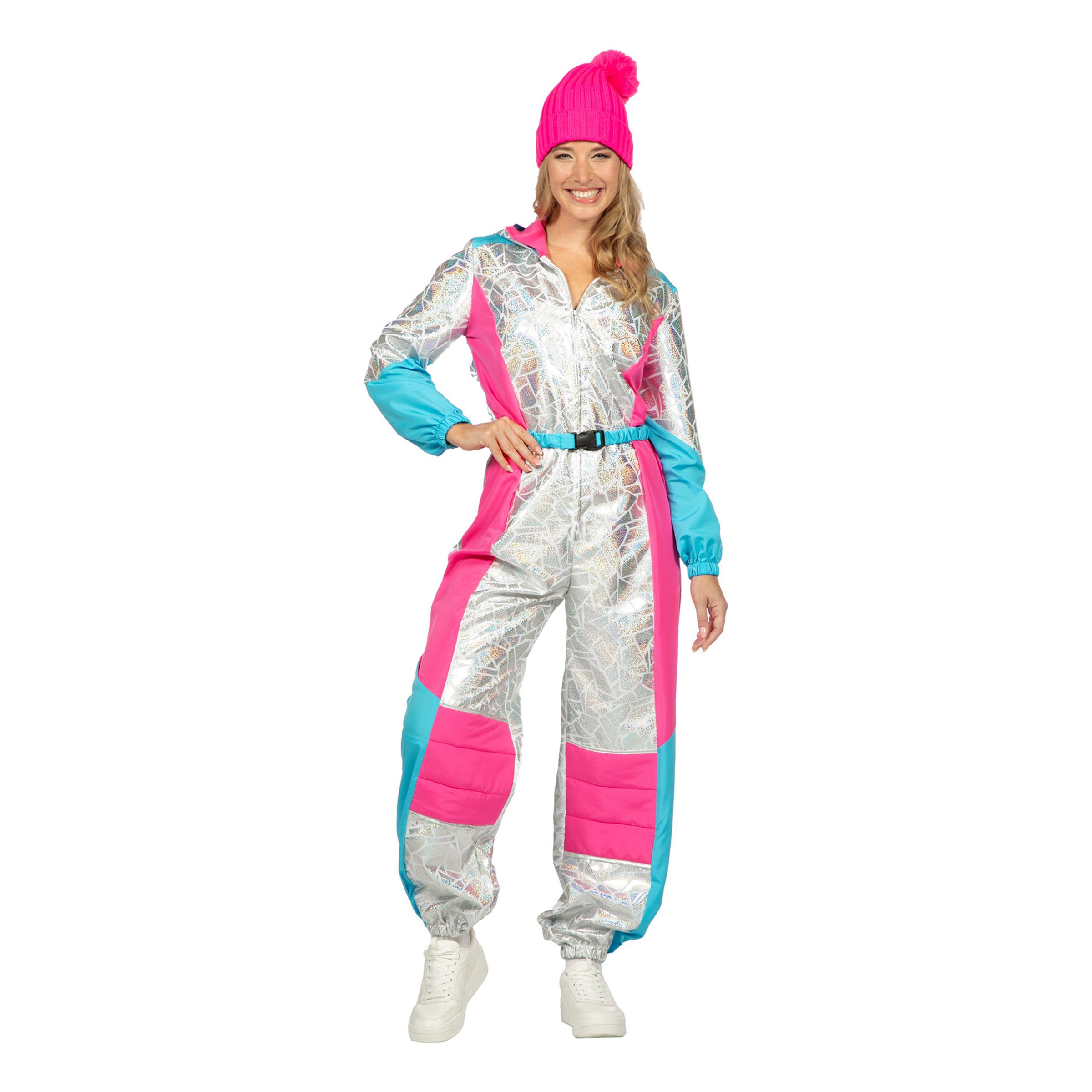 80-tals Skidoverall Silver Maskeraddräkt - Small