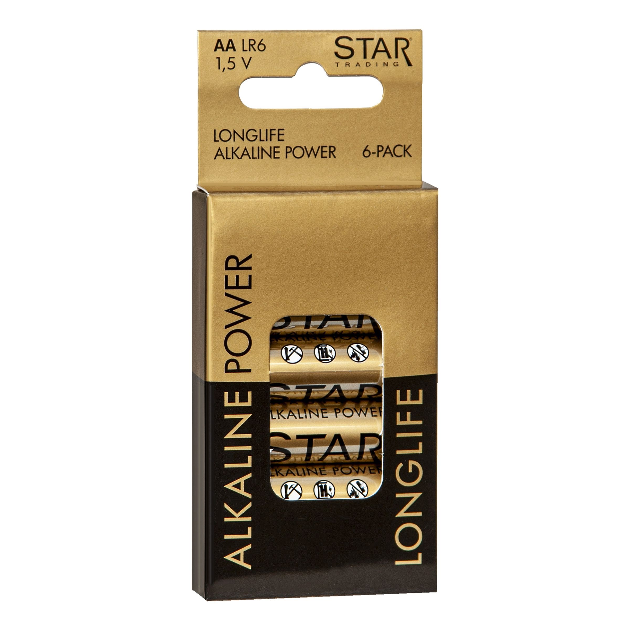 ST Power Alkaline AA-Batterier - 6-pak