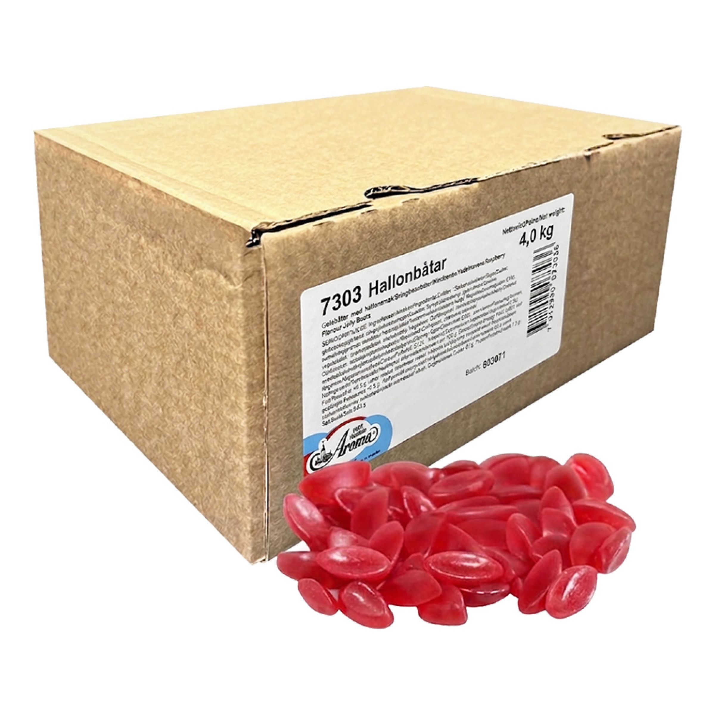 Aroma Hallonbåtar Storpack - 4 kg | Hem - Godis & Läsk - Godis - Gelégodis | Maskeradspecialisten