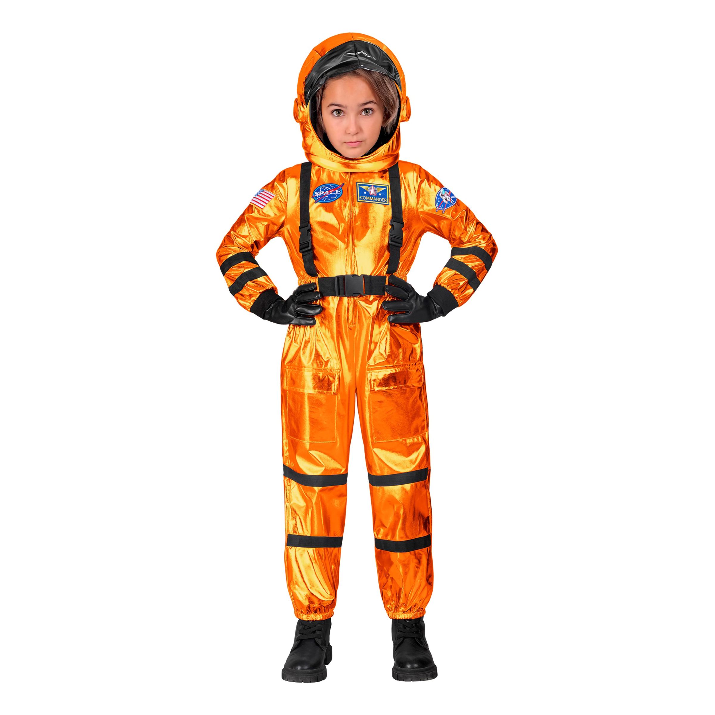 Astronaut Orange Metallic Barn Maskeraddräkt - X-Large | Hem - Maskerad - Maskeraddräkter - Barndräkter | Maskeradspecialisten