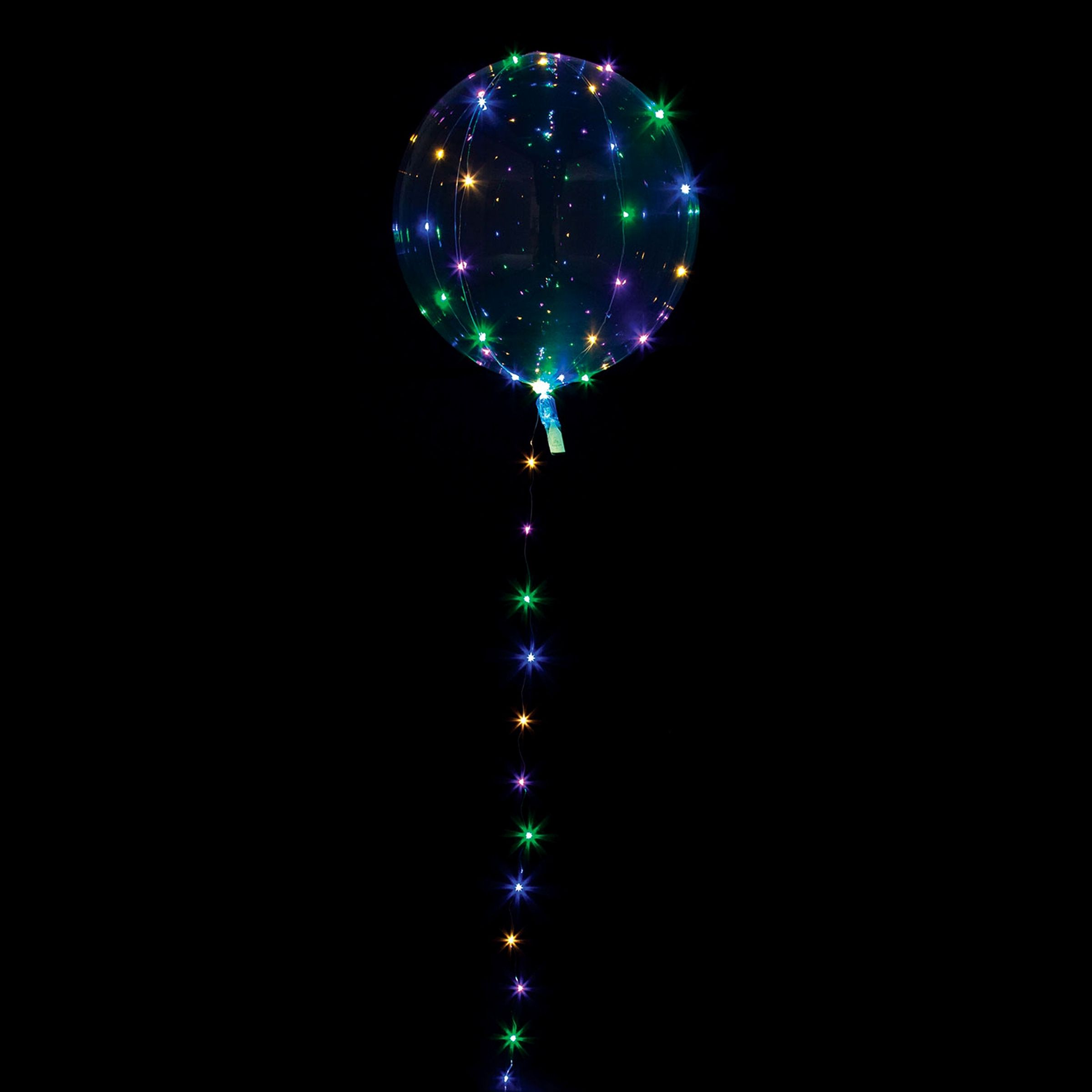 Klar rund LED ballon Ø50 cm. 1 stk - Multifarvet - Helium quality