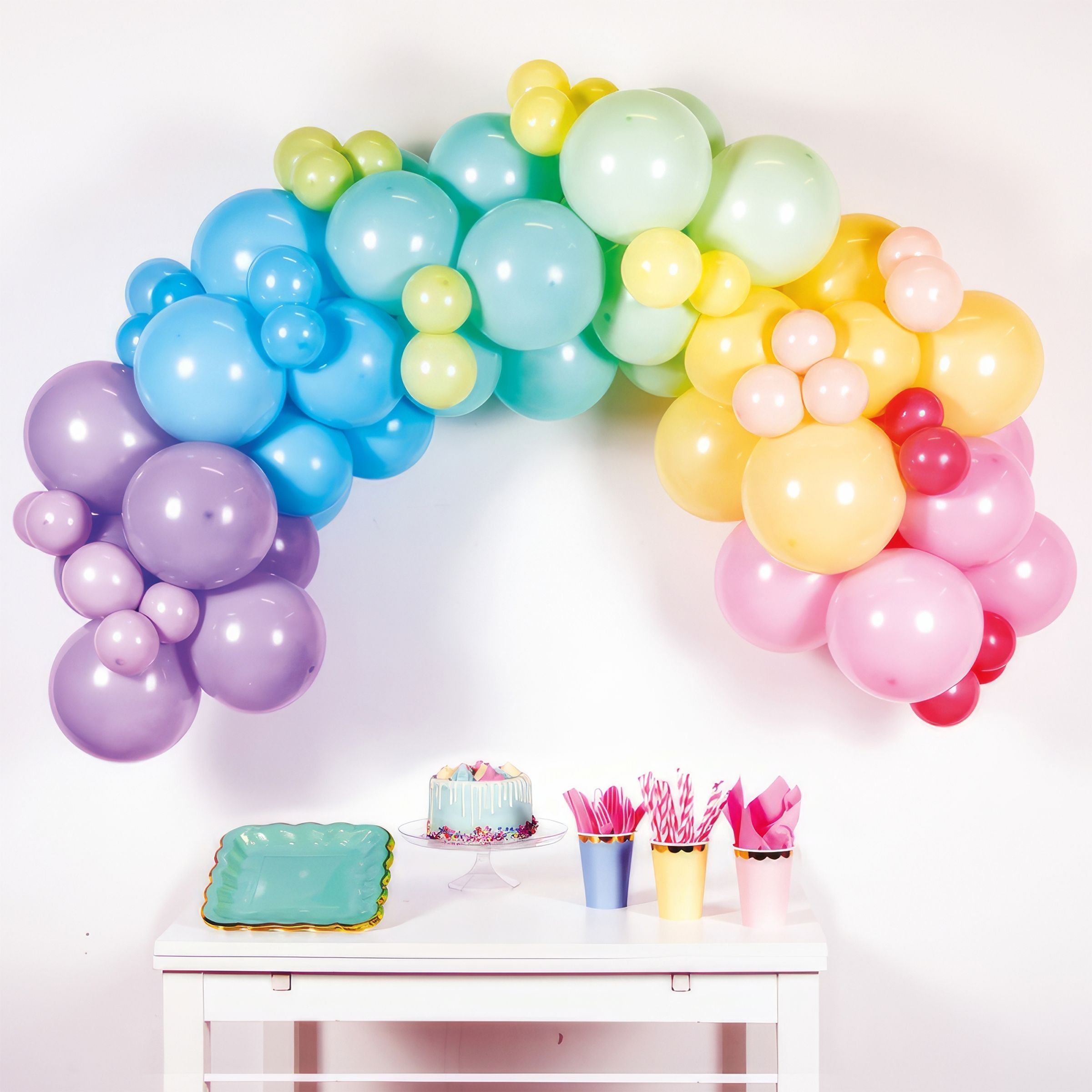Ballongbåge Regnbågsfärgad Pastell | Hem - Festartiklar - Ballonger - Latexballonger | Pryloteket