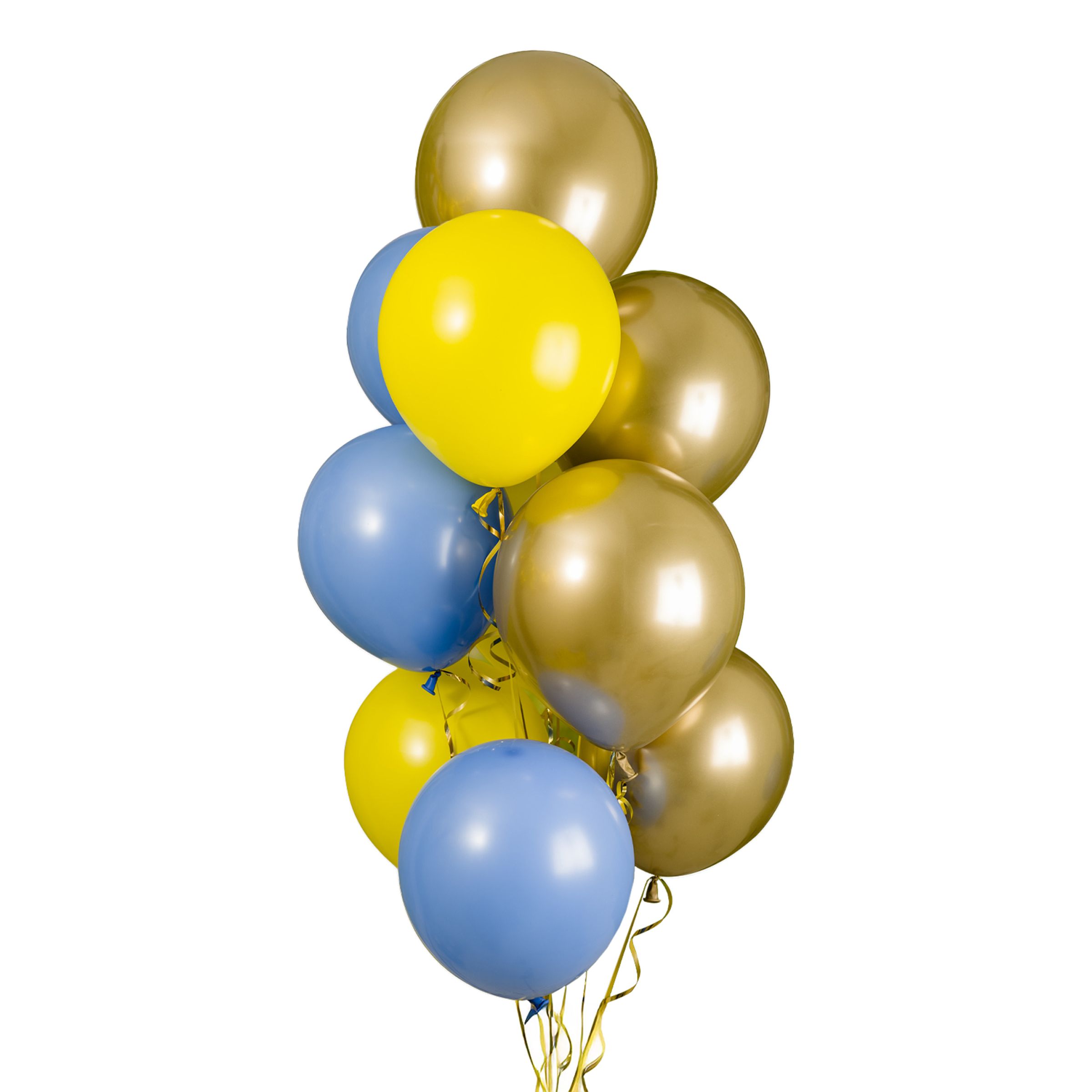 Ballonbuket Gul/Blå/Guld