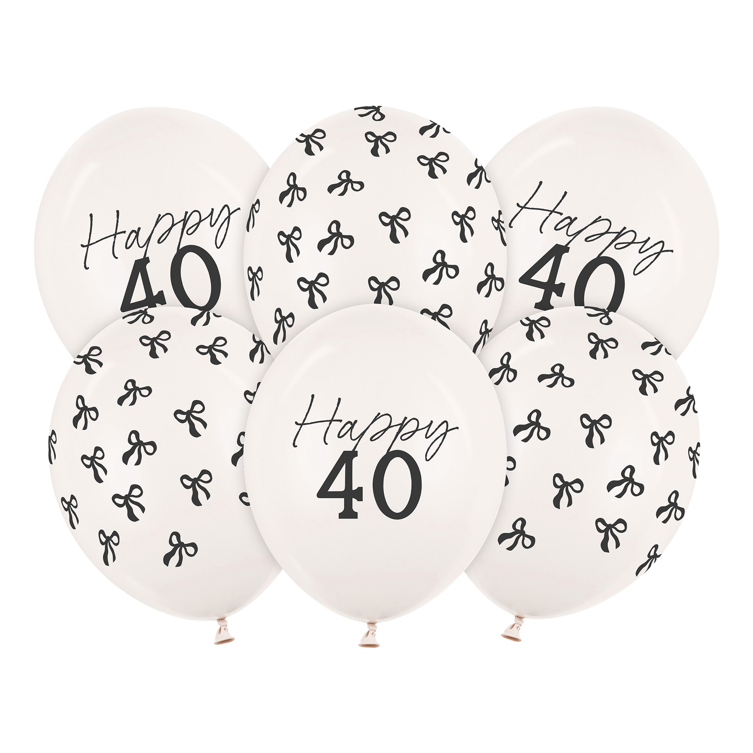Balloner Happy 40 med Rosetter - 6-pak