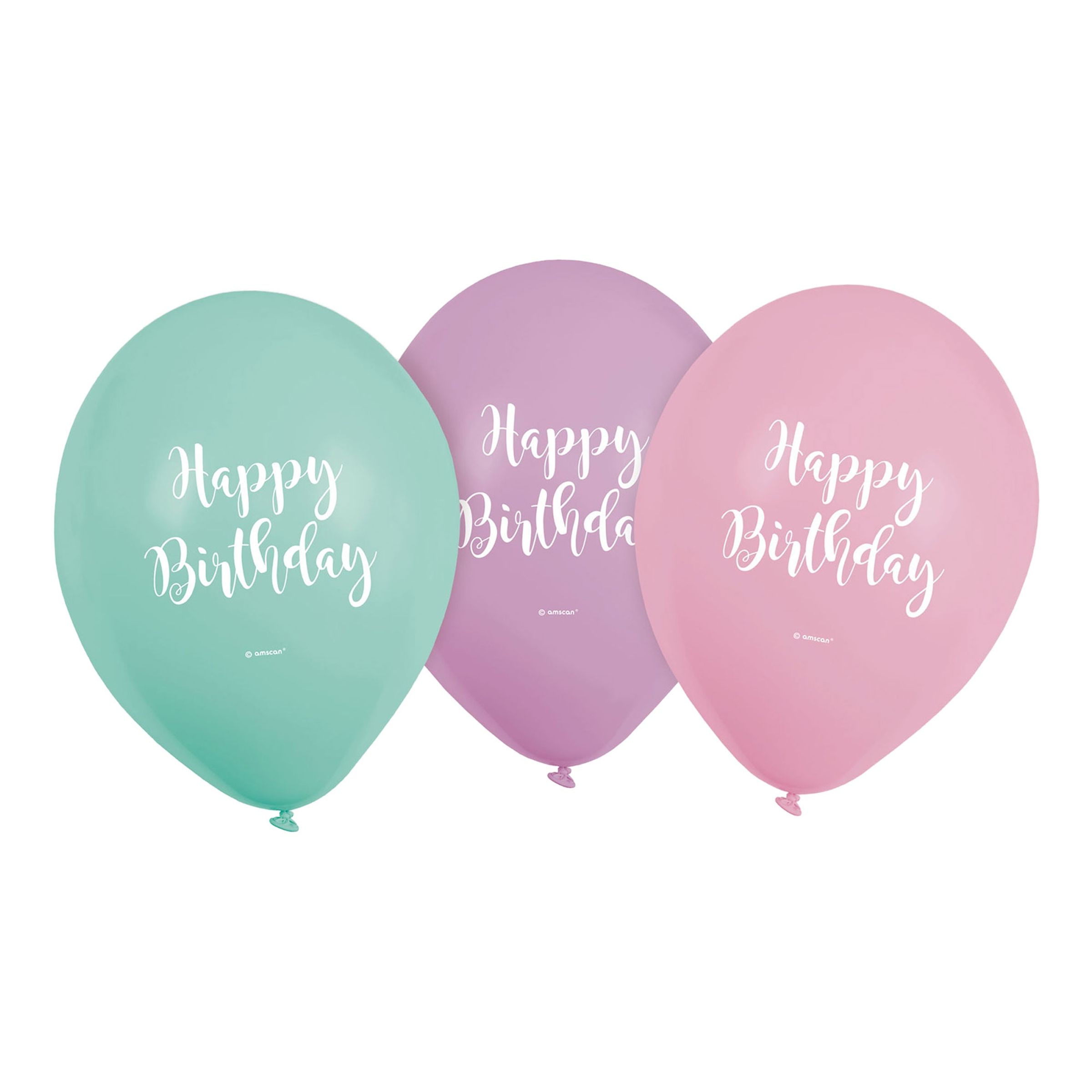 Balloner Happy Birthday Pastel - 6-pak