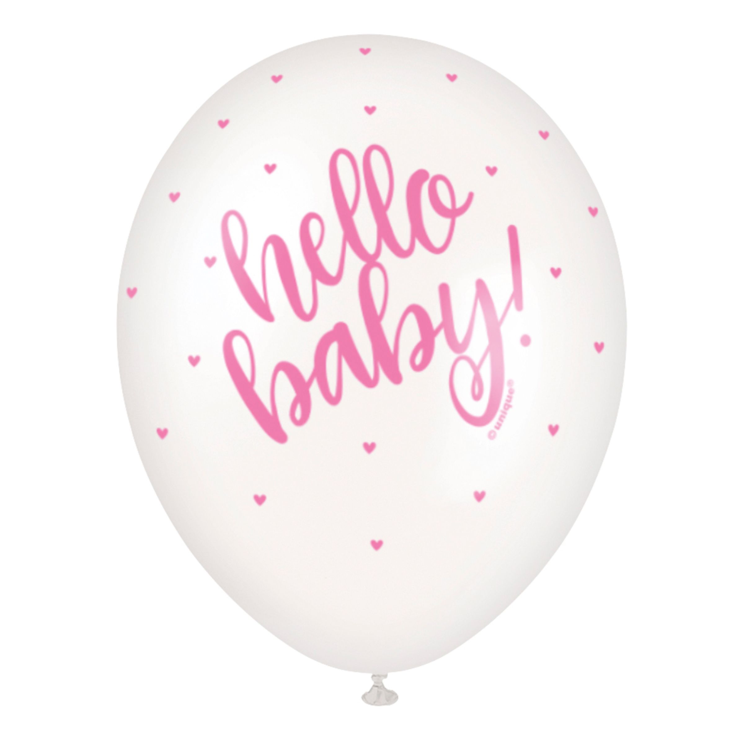 Ballonger Hello Baby Rosa - 5-pack | Hem - Festartiklar - Ballonger - Latexballonger | Pryloteket