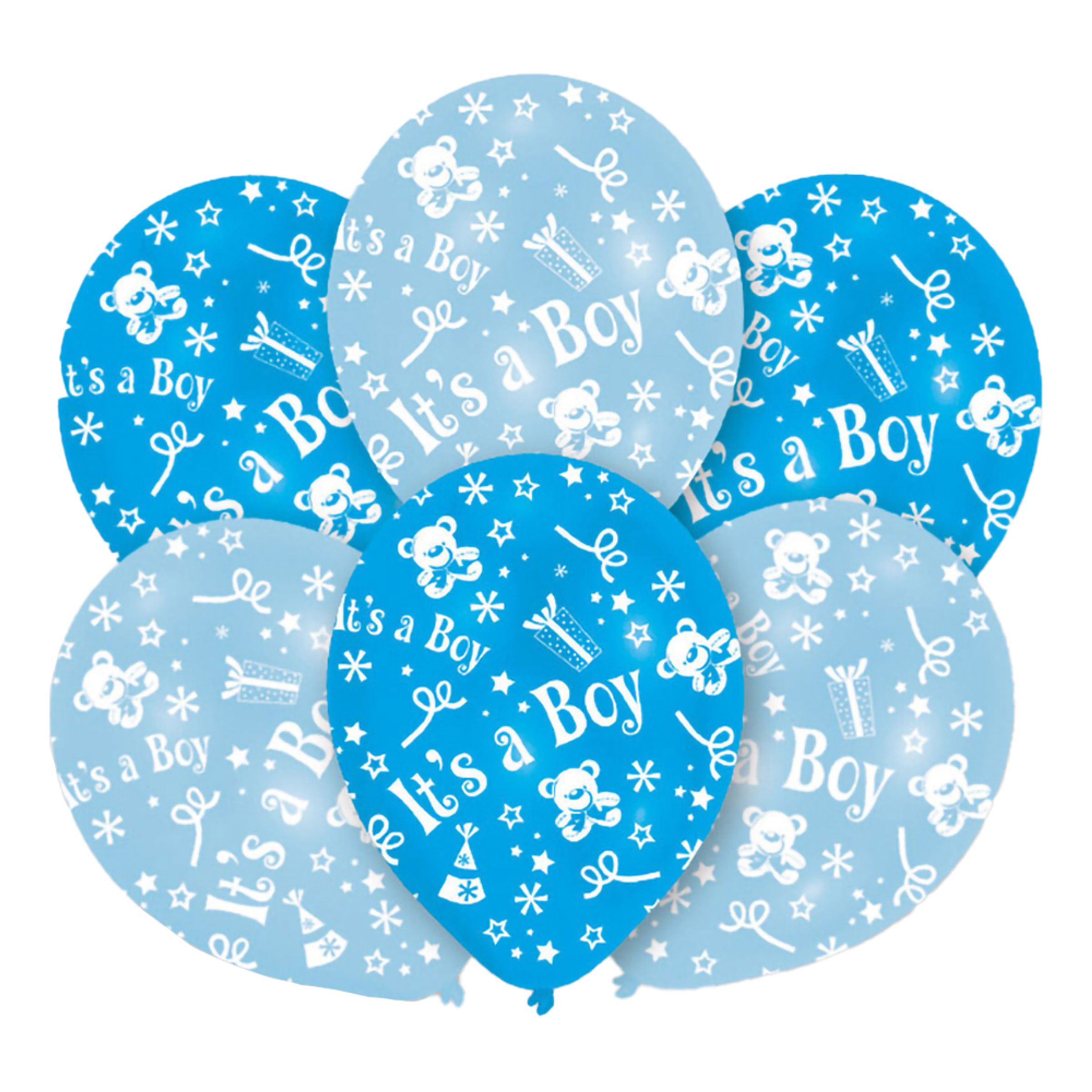 It´s a Boy balloner 6 stk. - Lyseblå og blå