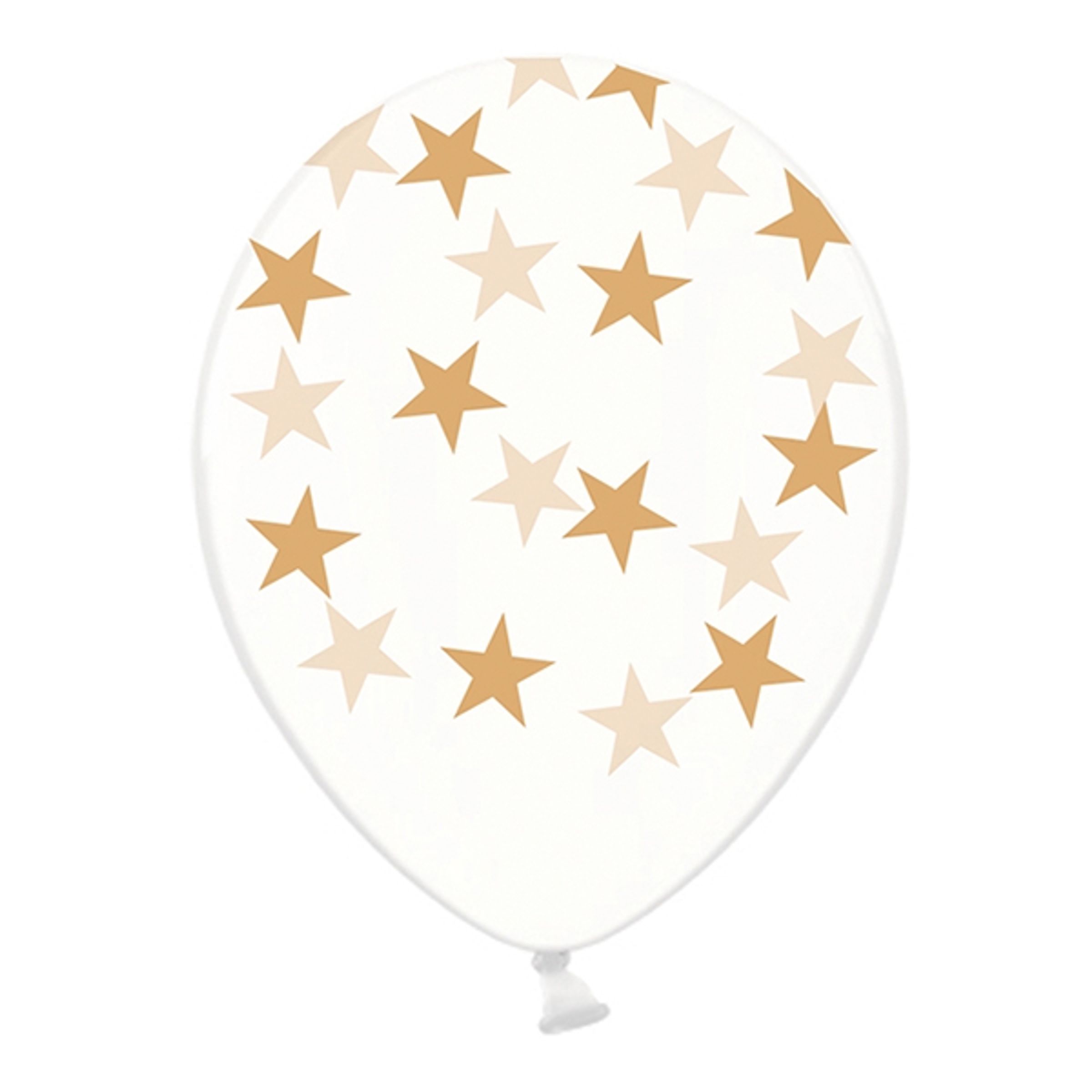 Ballonger Transparenta med Guldstjärnor - 6-pack | Hem - Festartiklar - Ballonger - Latexballonger | Pryloteket