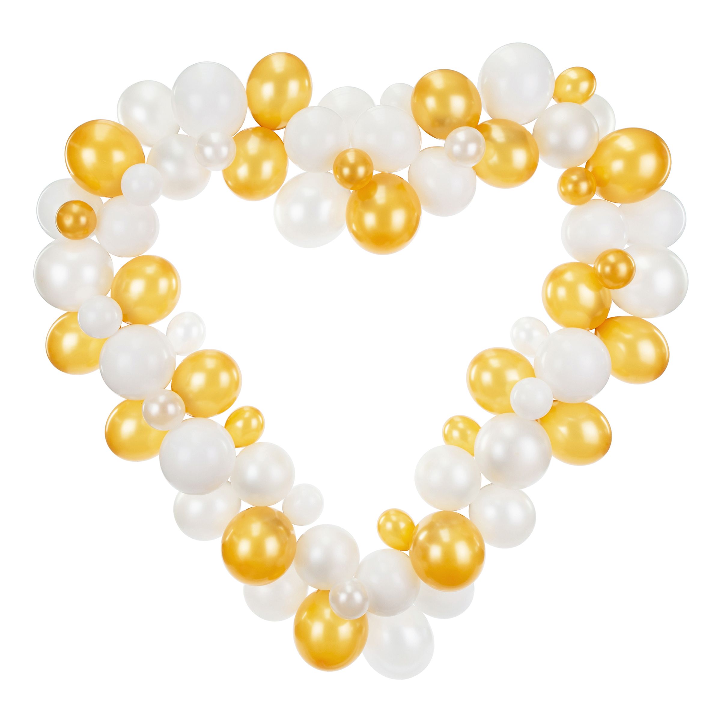Ballonfigur Guld/Hvid Hjerte Stort