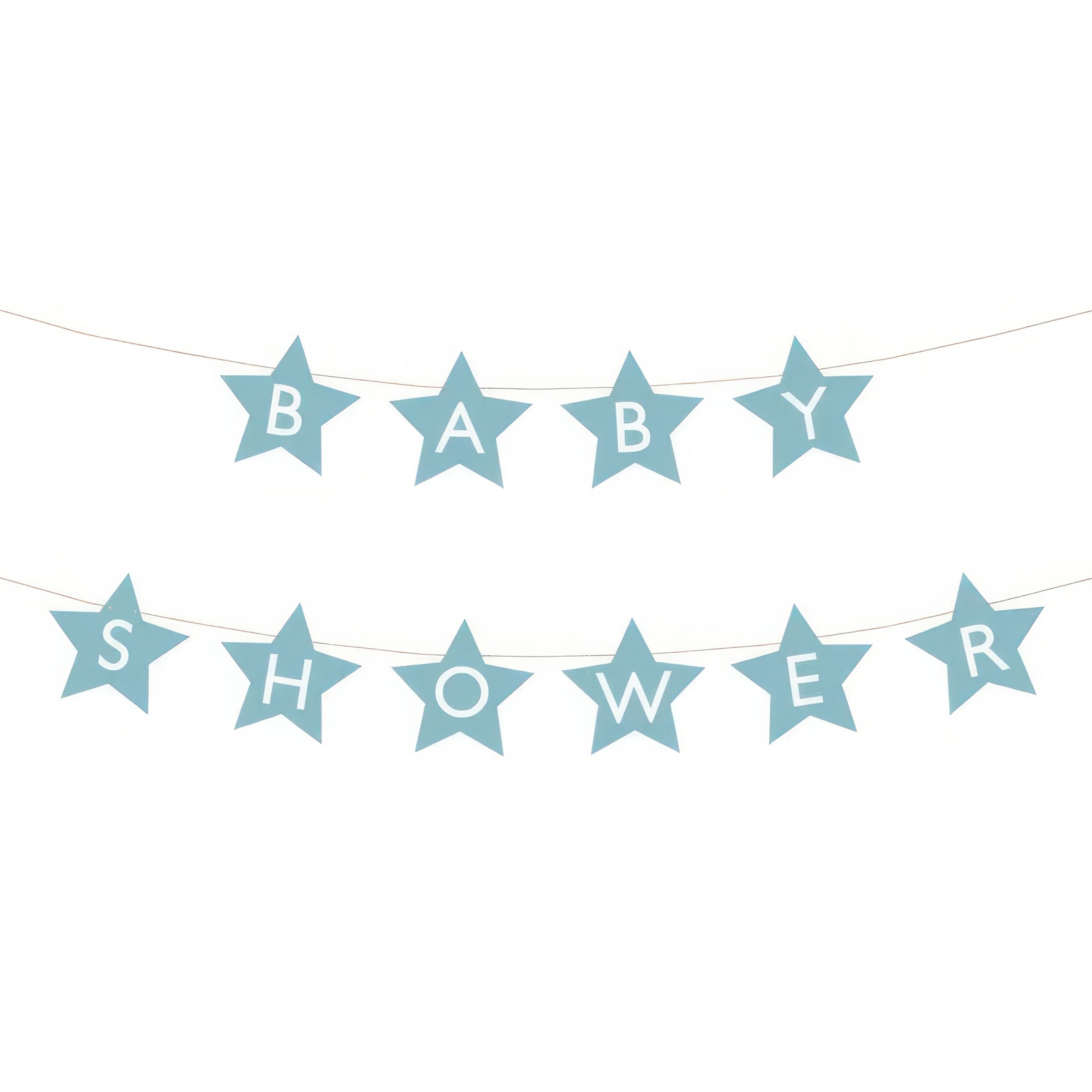 Bannerskilt til babyshower stjerner lyseblå 290 cm x 16,5 cm