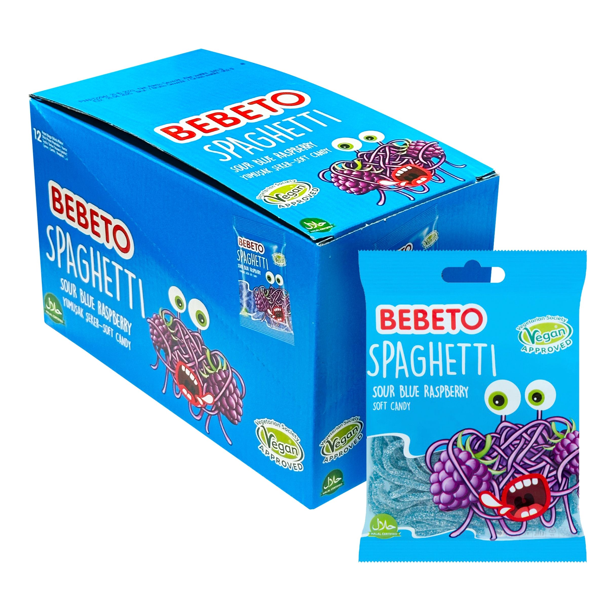 Bebeto Spaghetti Blue Raspberry Storpak - 12 x 80 g