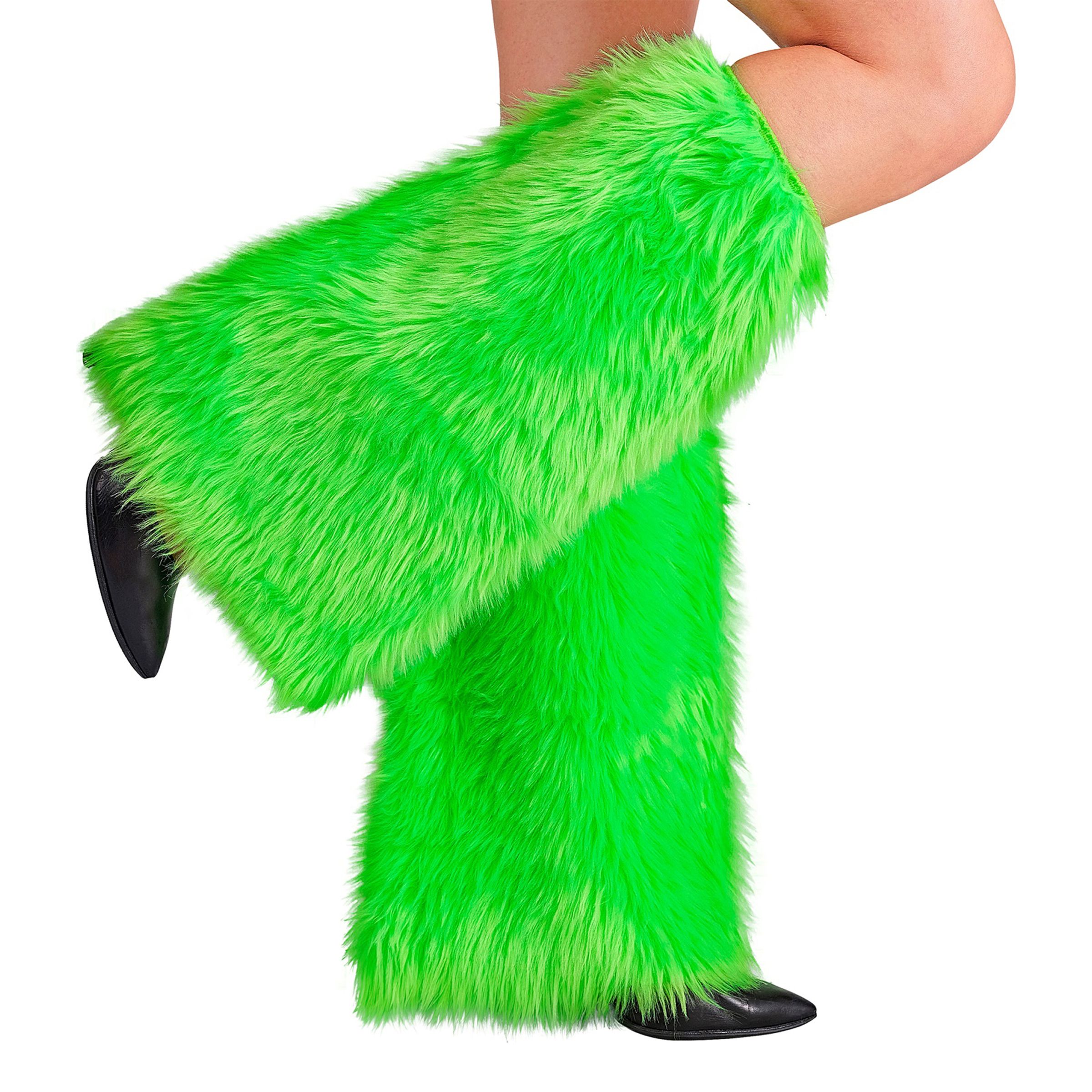 Fluffy neongrønne benvarmere - One size