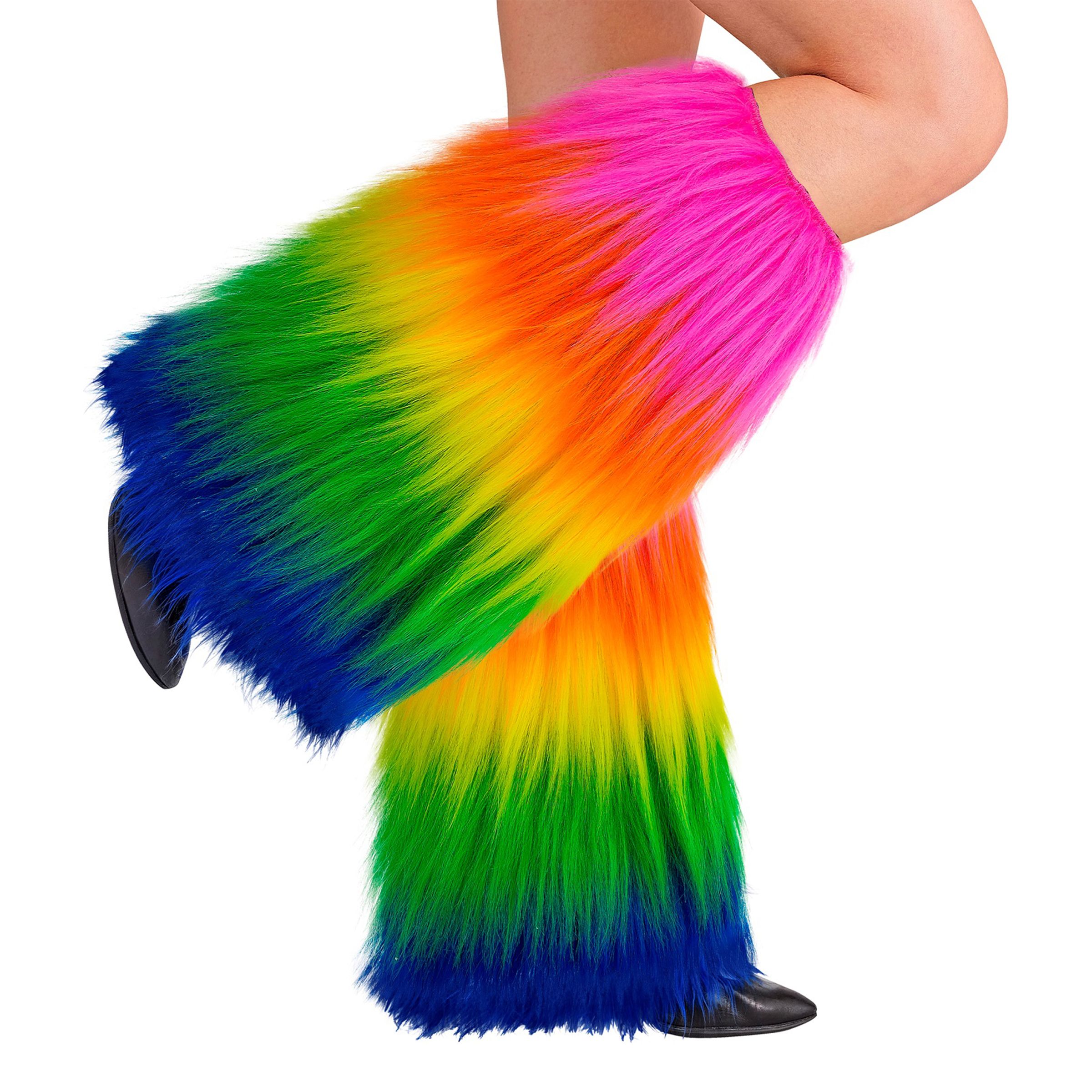Fluffy Regnbuefarvede Benvarmere Deluxe - One size