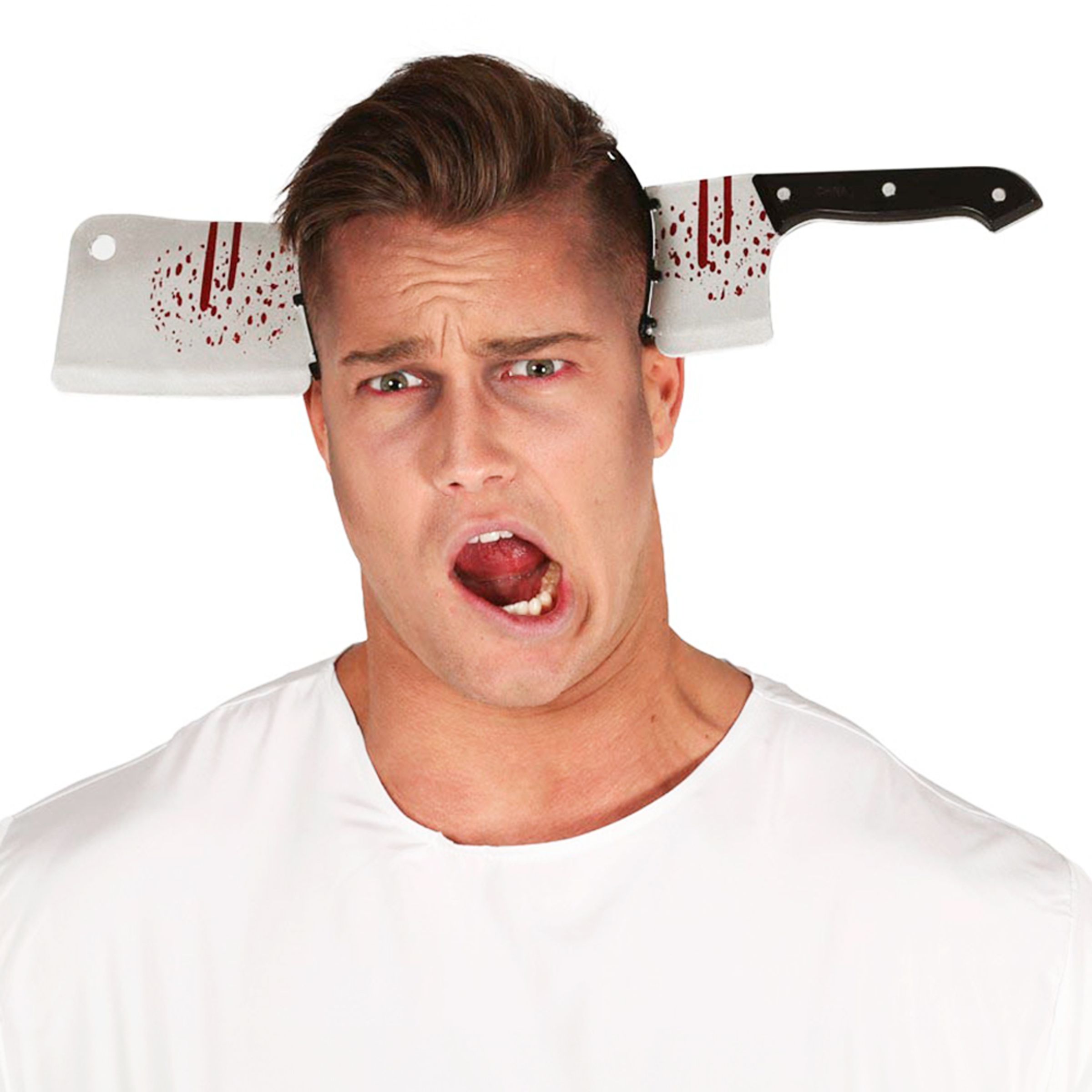 Blodig Köttkniv Genom Huvudet - One size | Hem - Maskerad - Tillbehör - Maskeradaccessoarer | Maskeradspecialisten