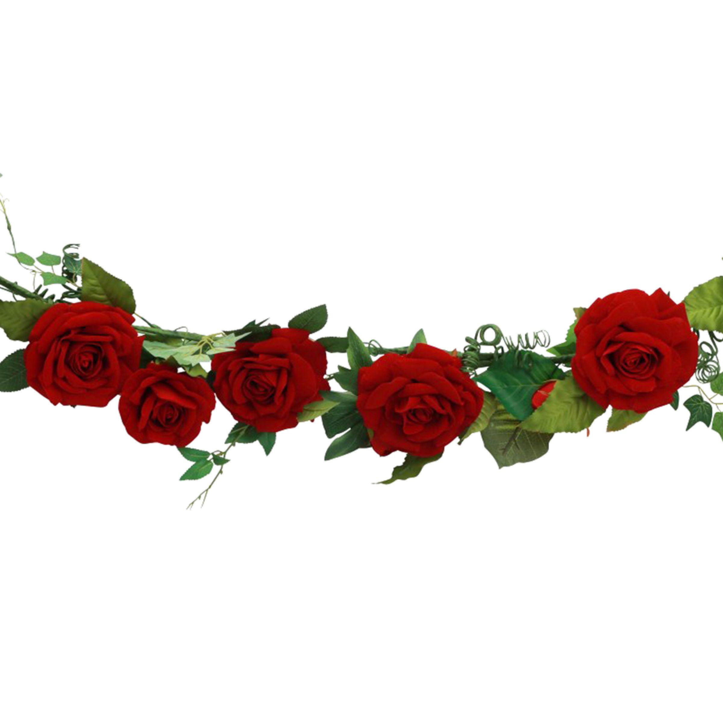Blomgirlang Rosor Röda i Sammet Deluxe | Hem - Festartiklar - Festdekoration - Girlanger | Pryloteket