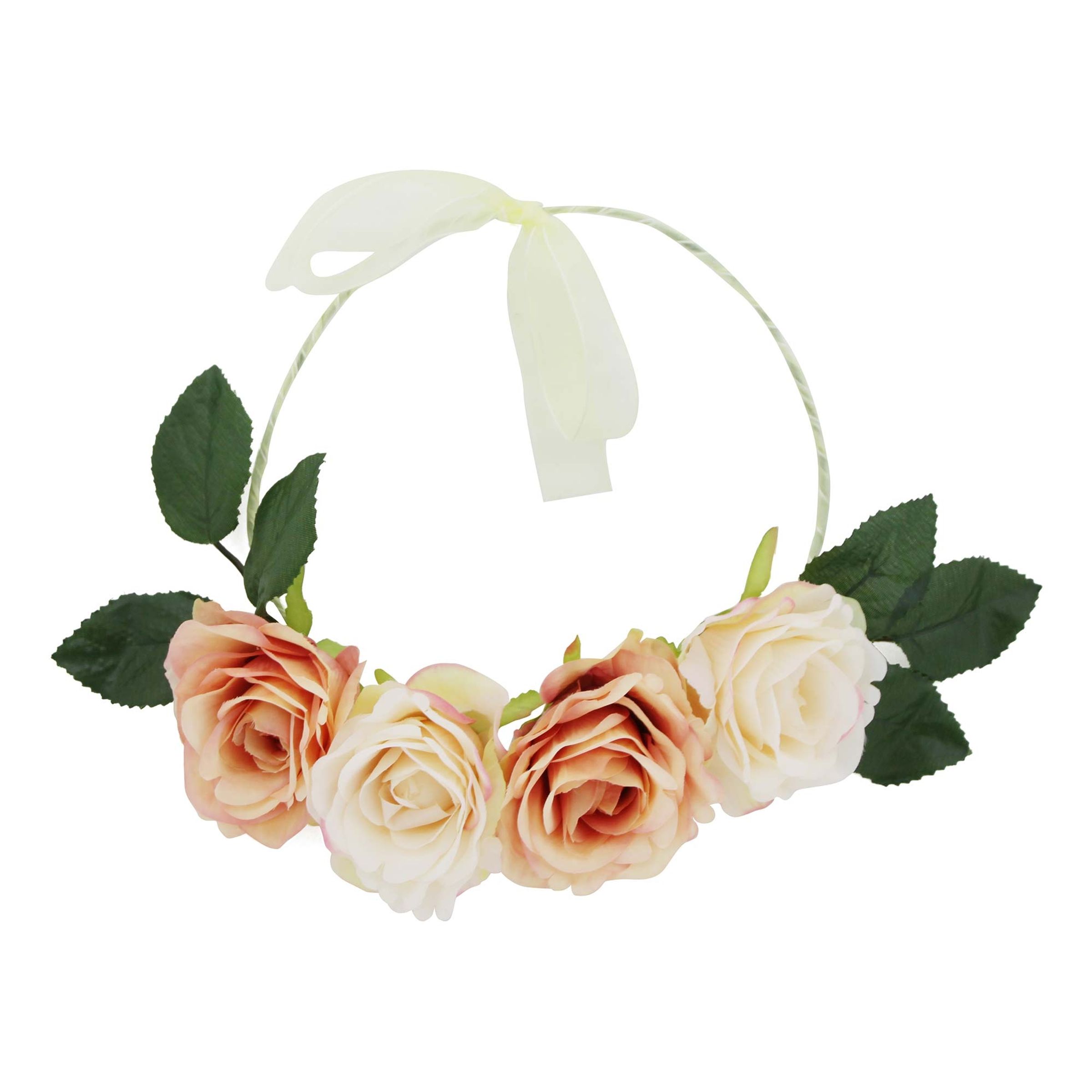 Blomsterkrans Roser Abrikos/Hvide - One size