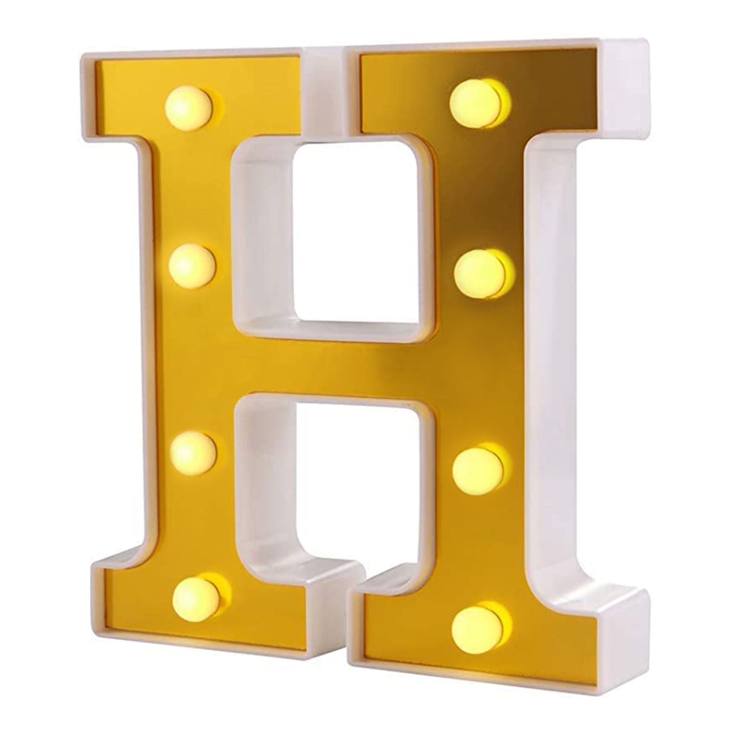 Bogstav Guld med LED-Belysning - Bogstav H