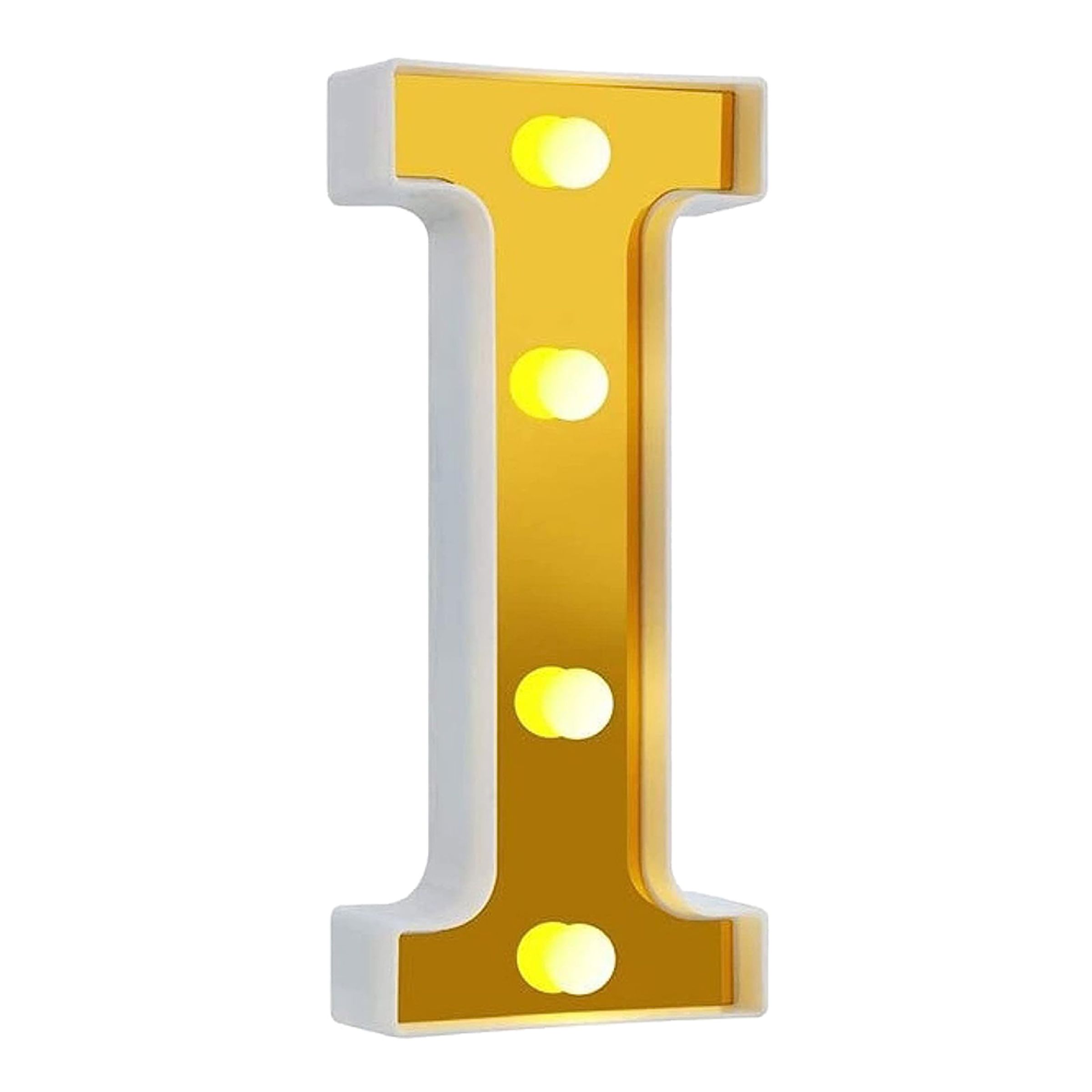 Bogstav Guld med LED-Belysning - Bogstav I