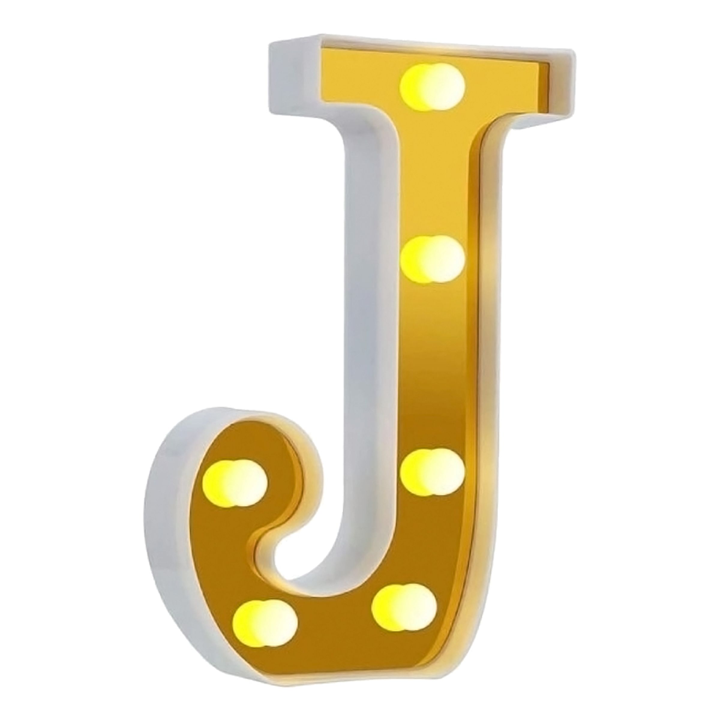 Bogstav Guld med LED-Belysning - Bogstav J