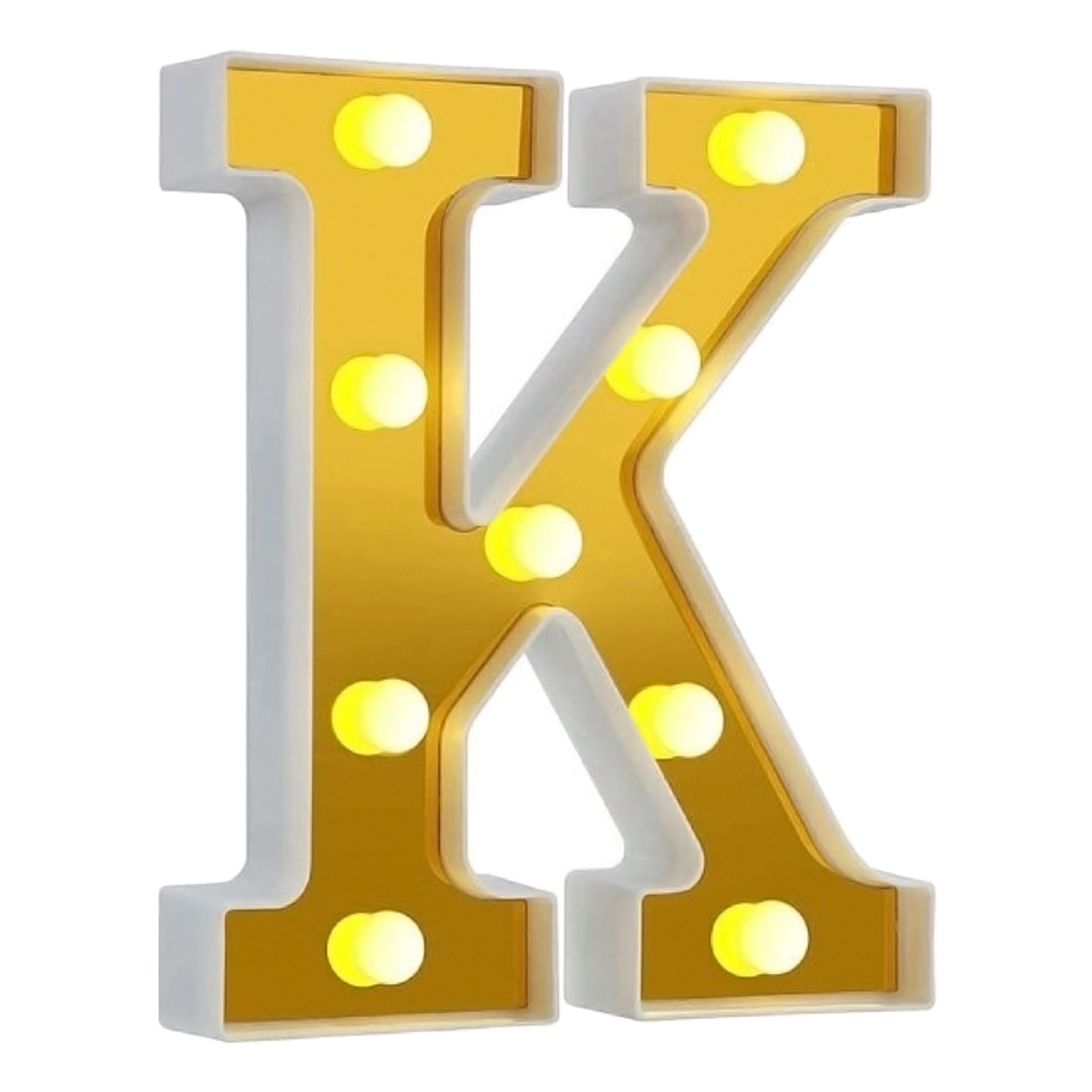 Bogstav Guld med LED-Belysning - Bogstav K