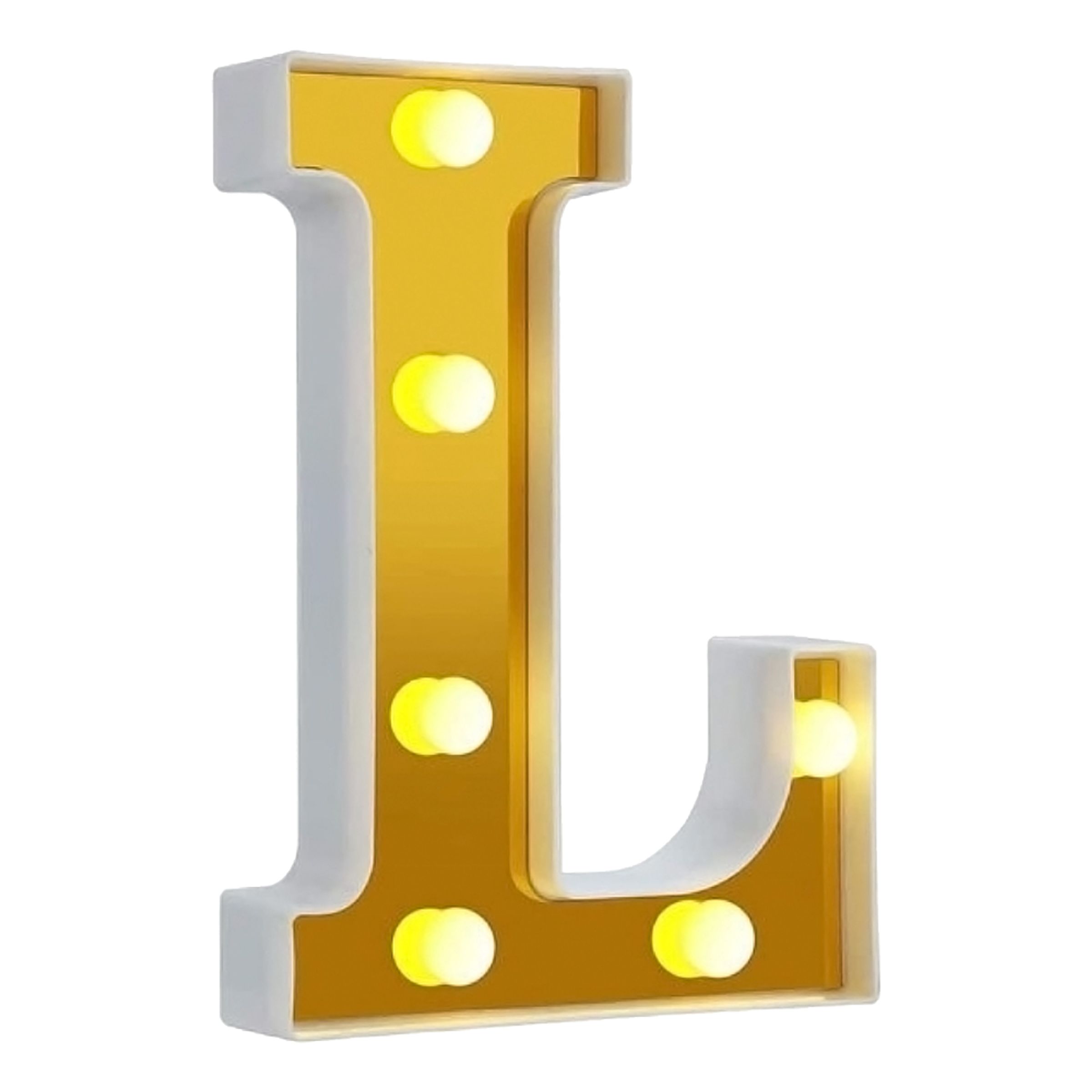 Bogstav Guld med LED-Belysning - Bogstav L