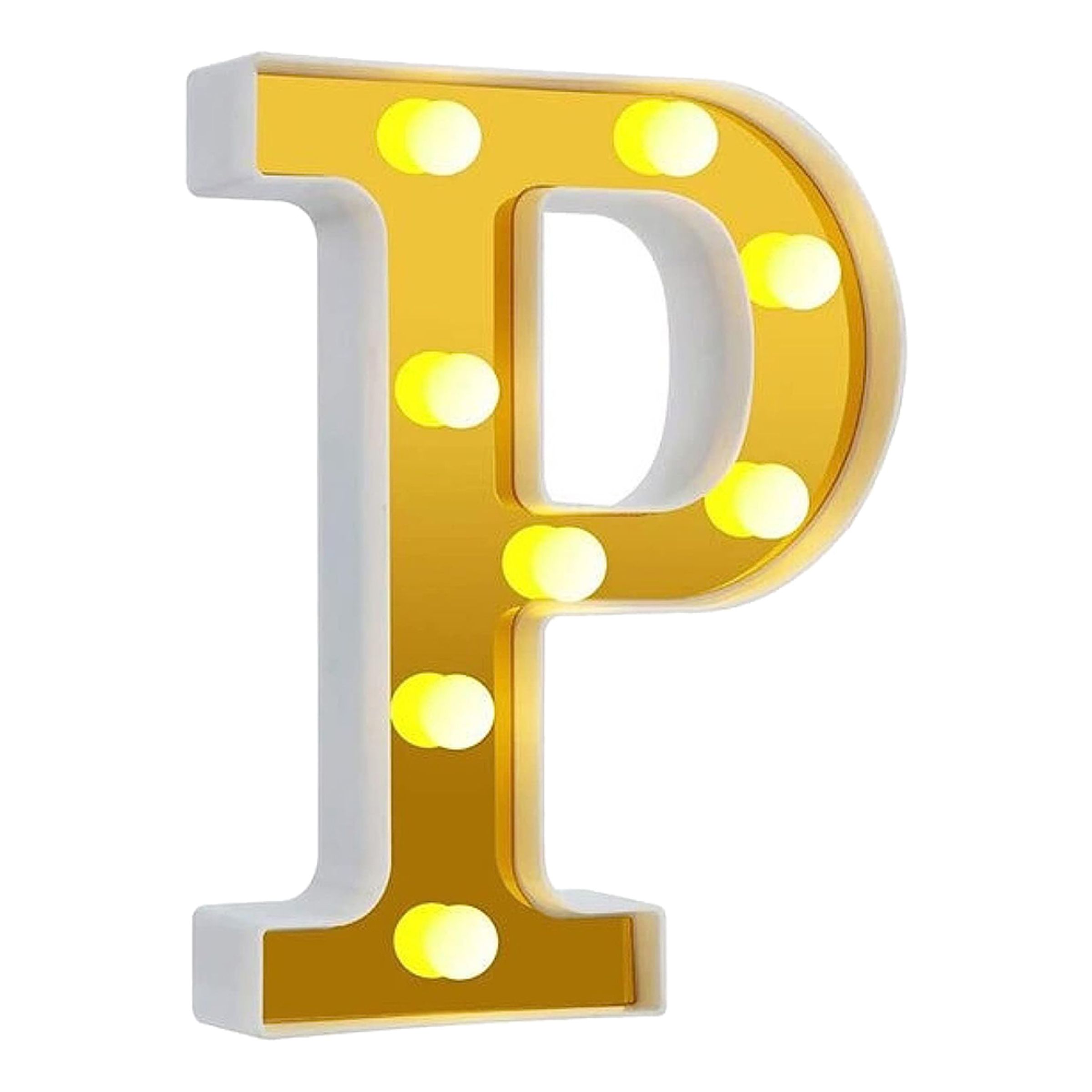 Bogstav Guld med LED-Belysning - Bogstav P