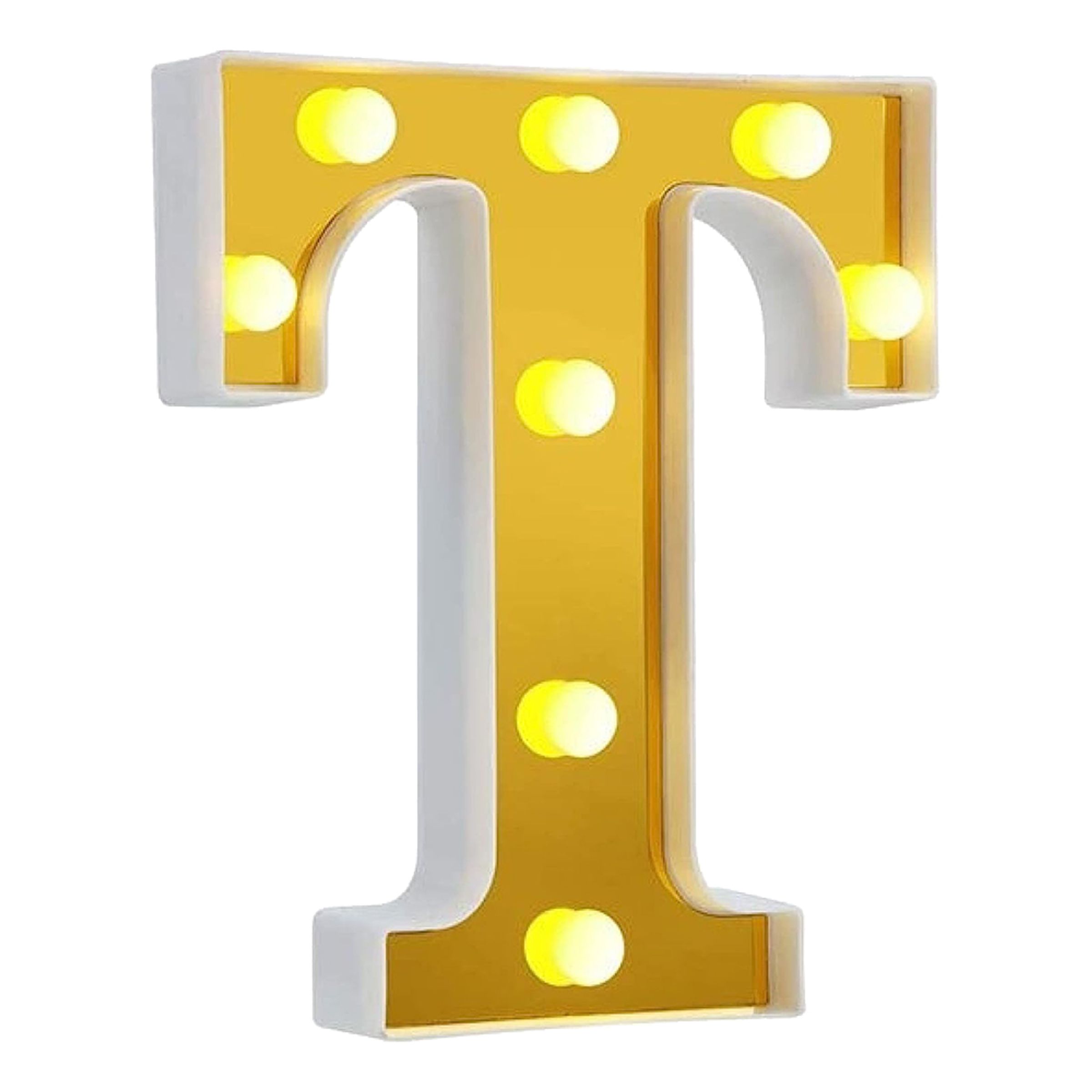 Bogstav Guld med LED-Belysning - Bogstav T