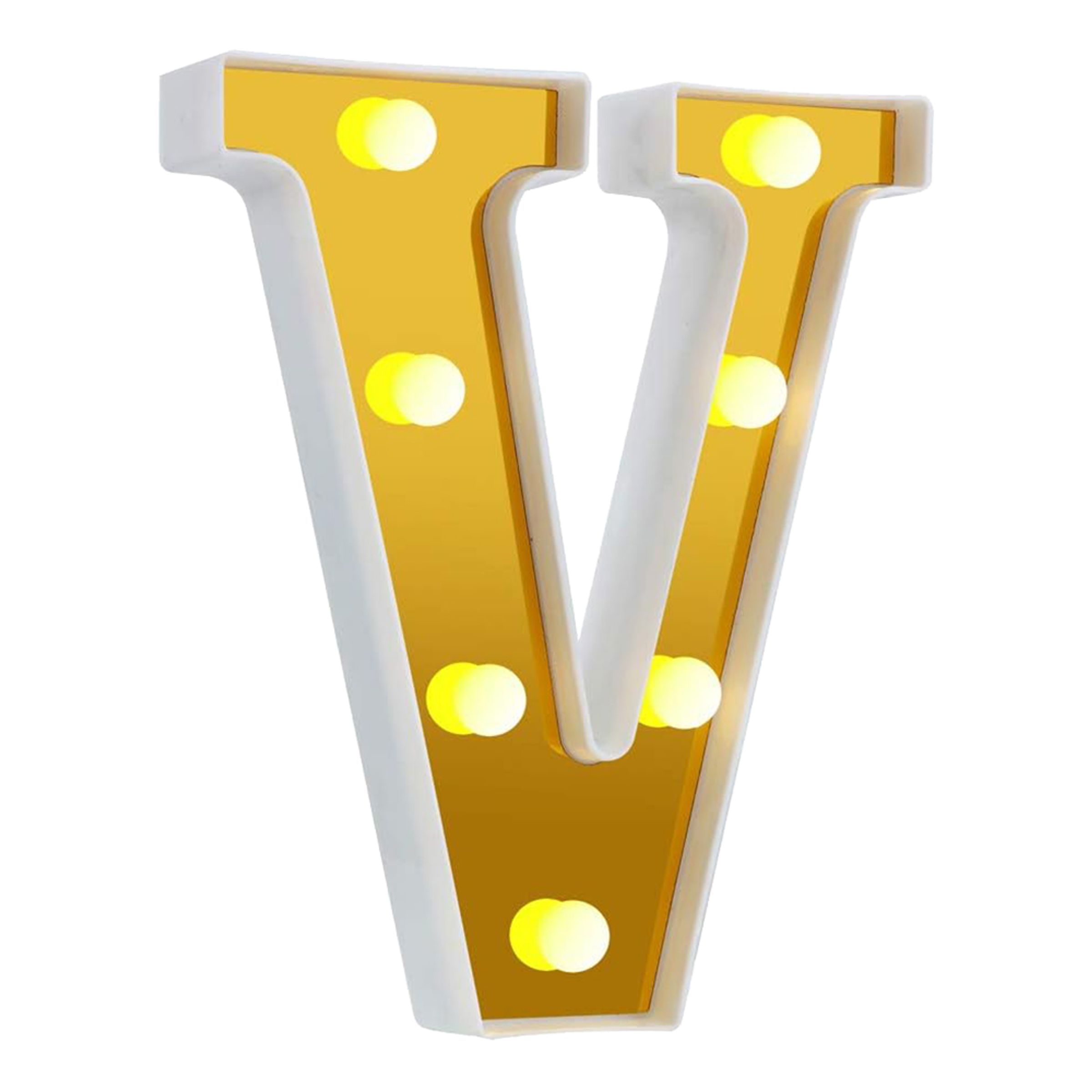 Bogstav Guld med LED-Belysning - Bogstav V