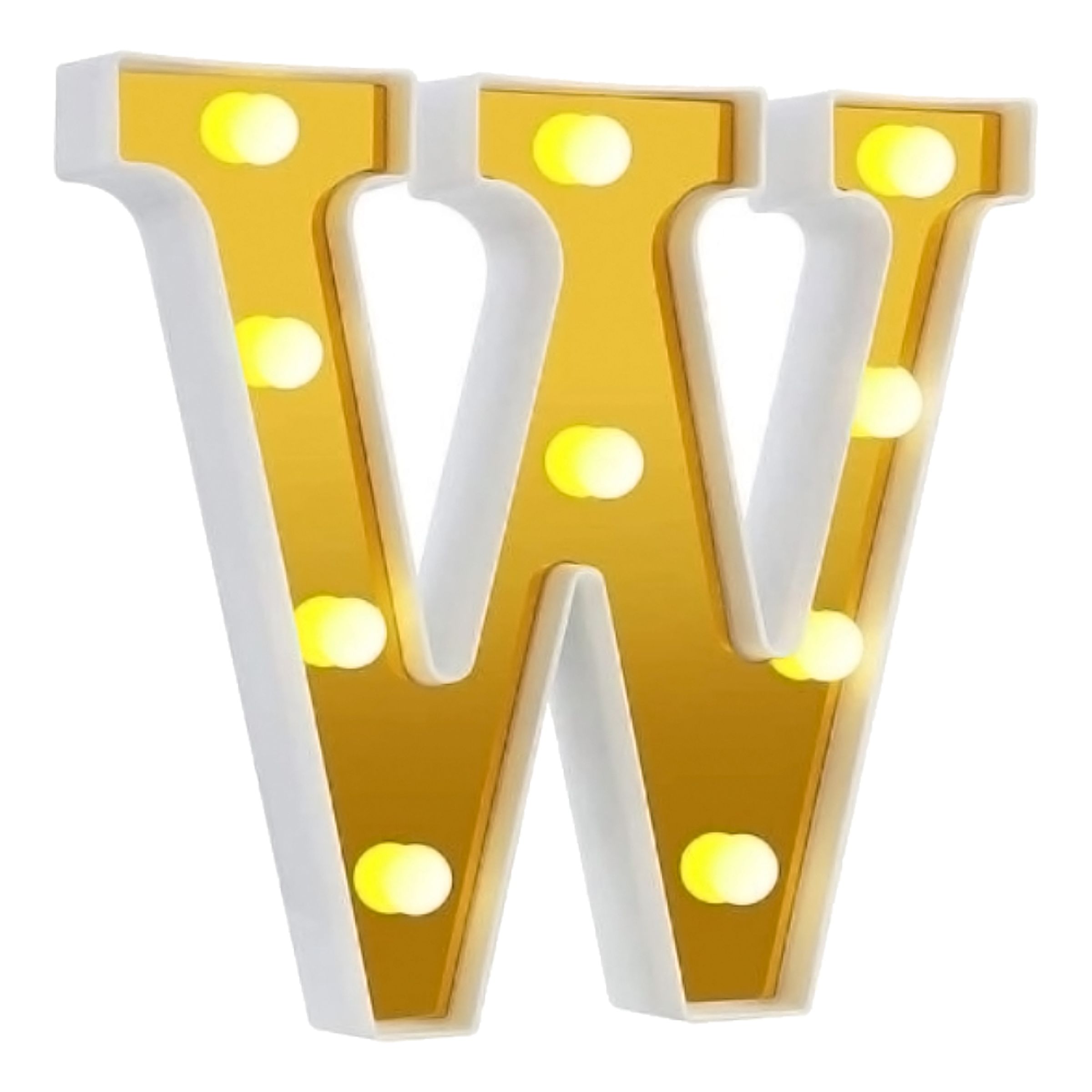 Bogstav Guld med LED-Belysning - Bogstav W
