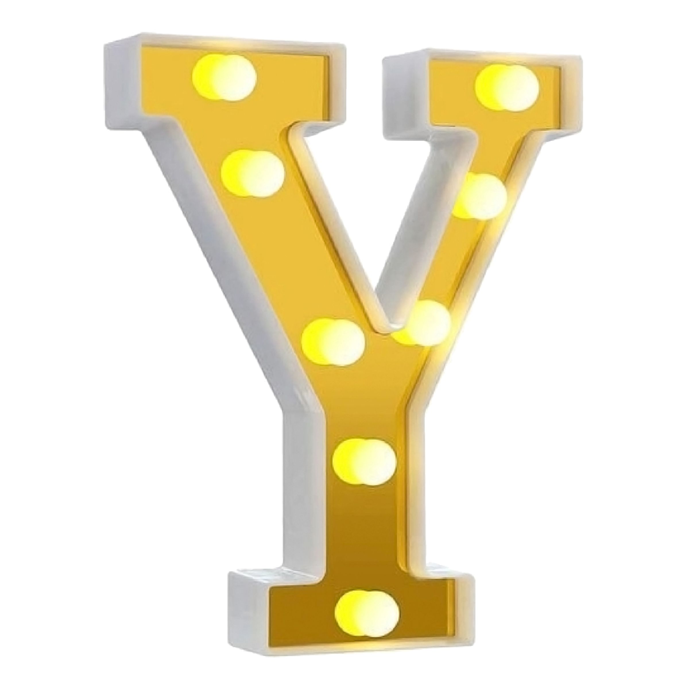 Bogstav Guld med LED-Belysning - Bogstav Y