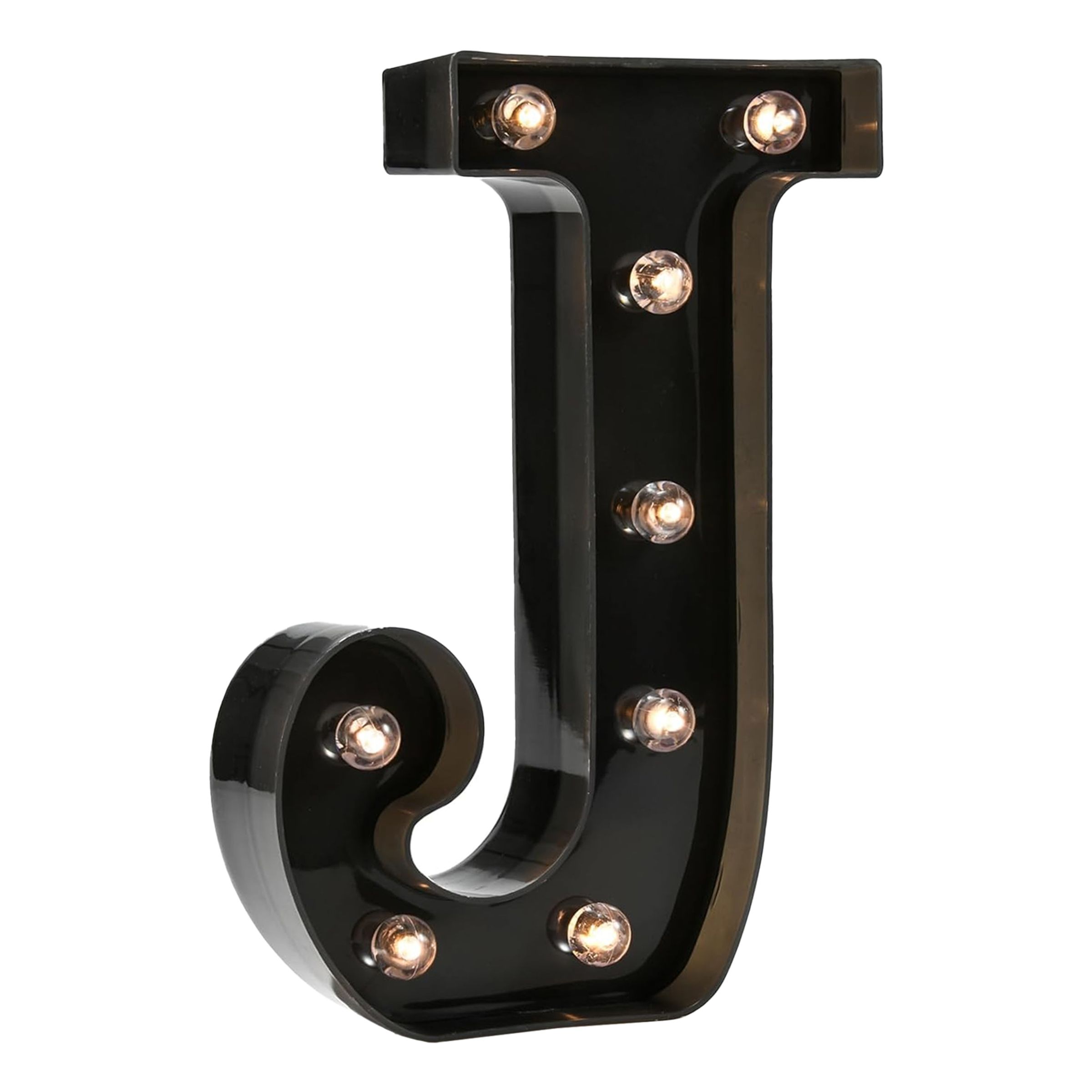 Bogstav Sort med LED-Belysning - Bogstav J