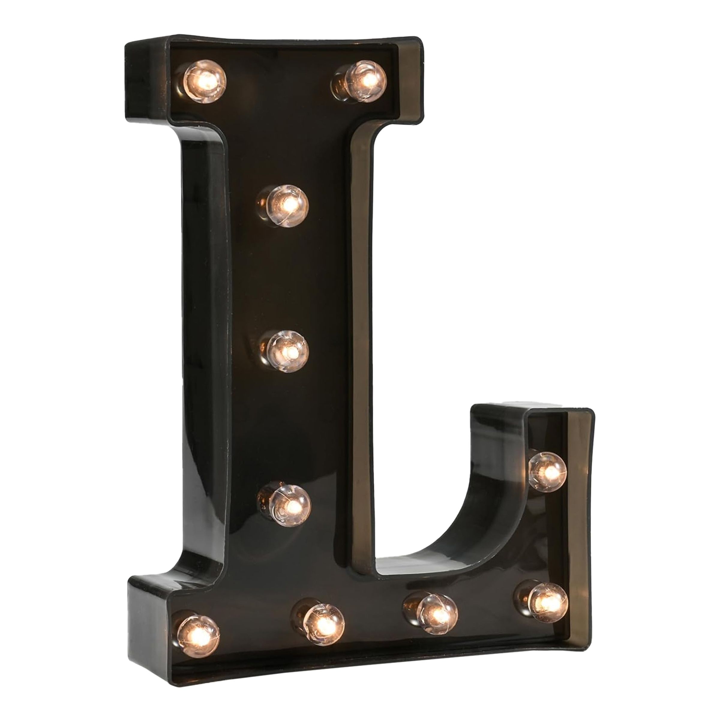 Bogstav Sort med LED-Belysning - Bogstav L