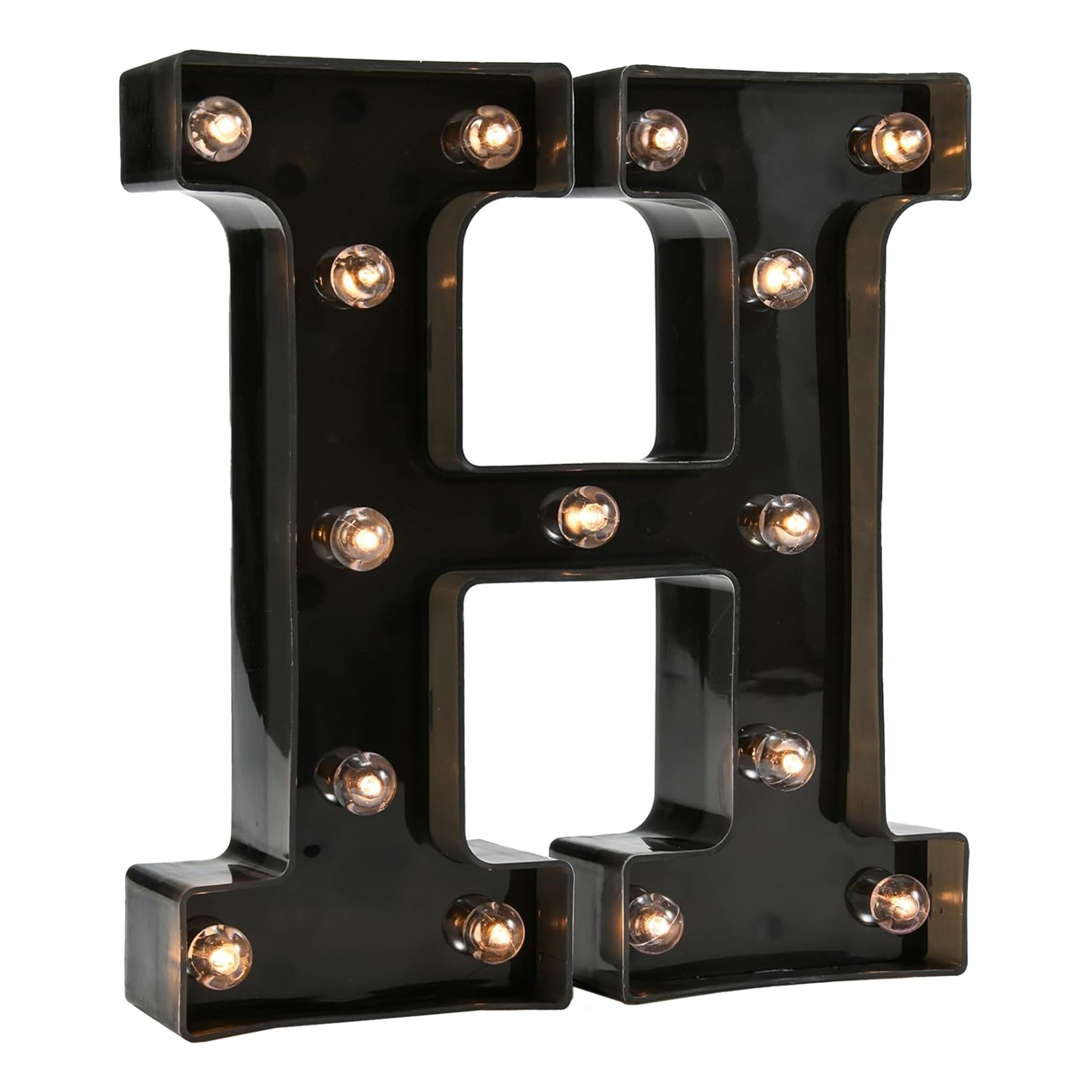Bogstav Sort med LED-Belysning - Bogstav H