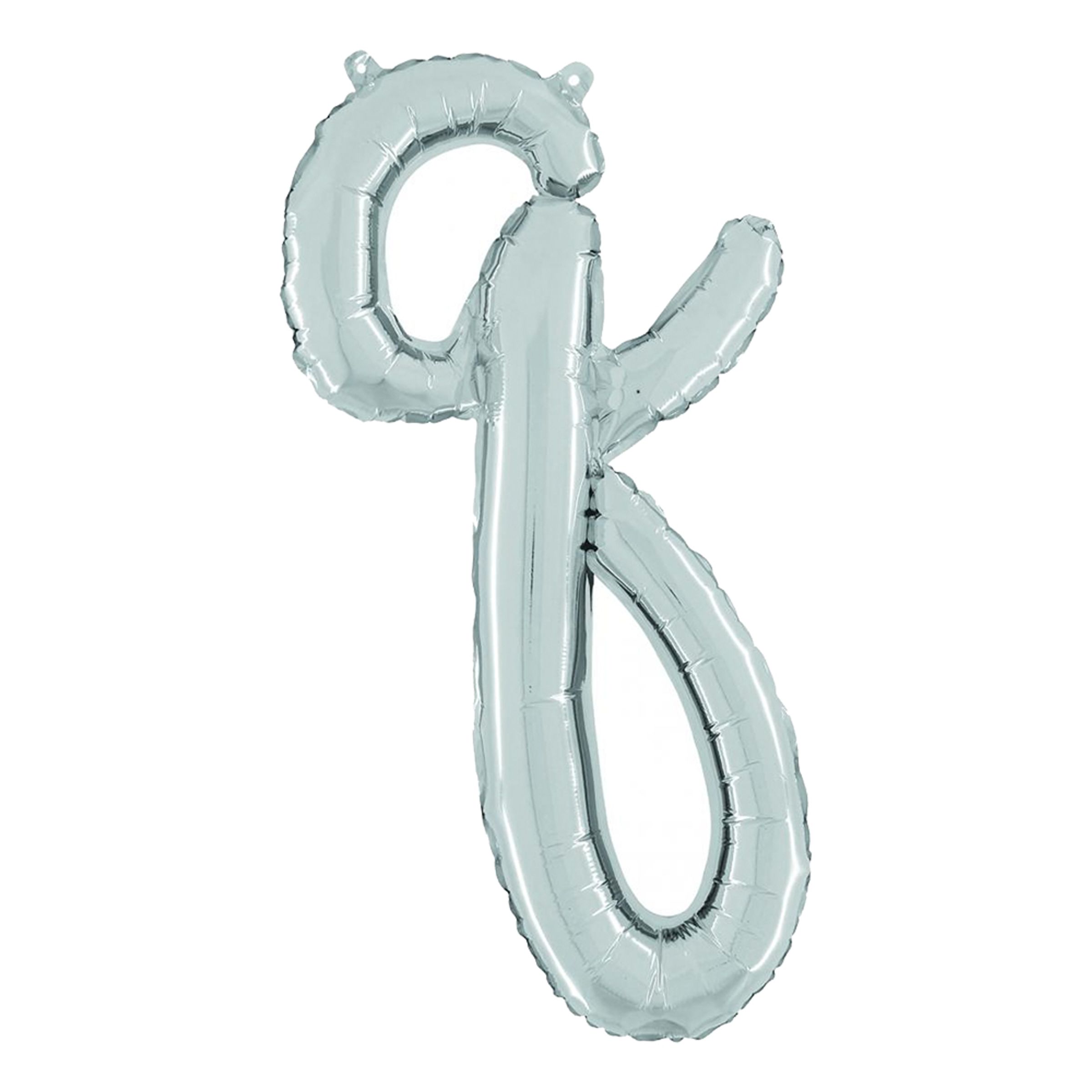 Bokstavsballong Script Silver - Bokstav Q | Hem - Festartiklar - Ballonger - Folieballonger | Pryloteket