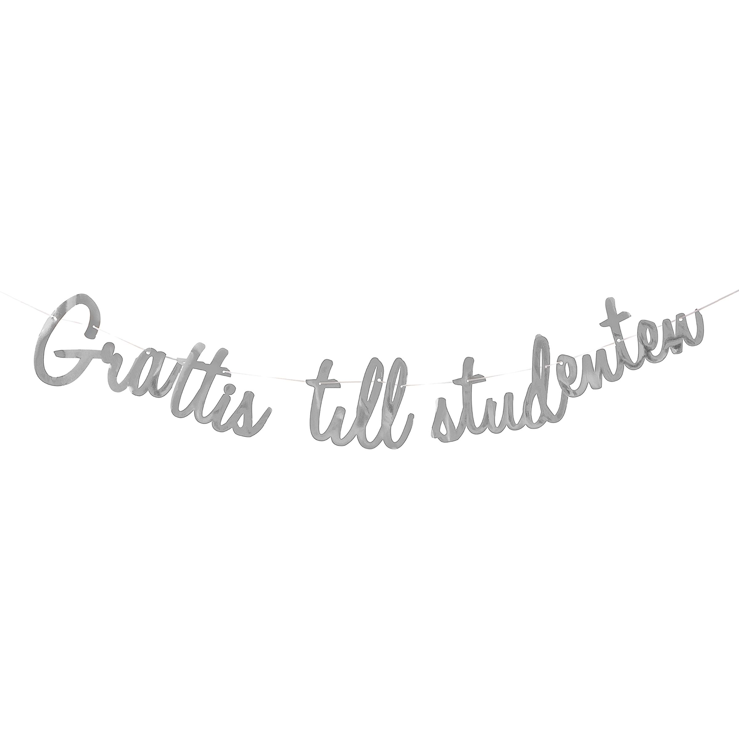 Bokstavsgirlang Grattis till Studenten Silver | Hem - Festartiklar - Festdekoration - Girlanger | Party Outlet