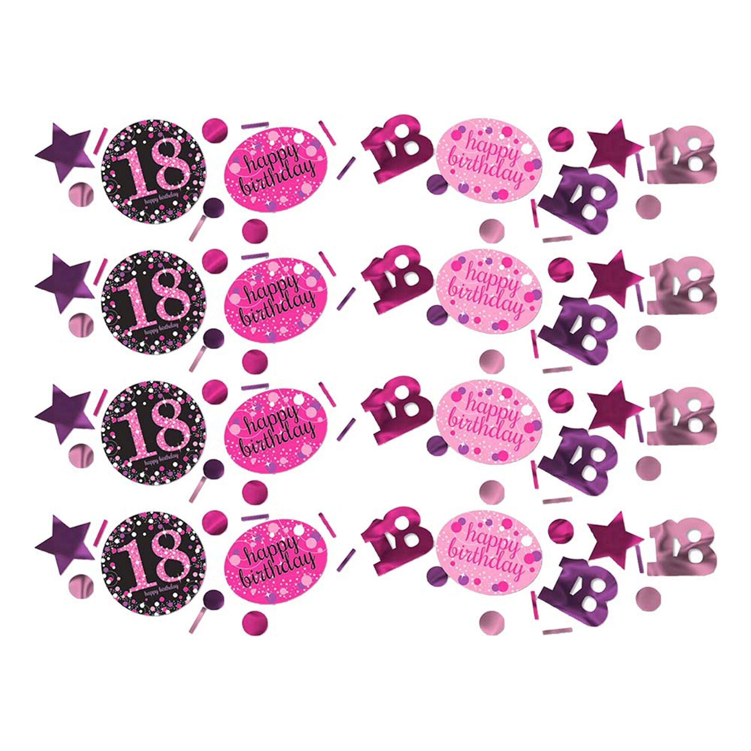 Bordkonfetti 18 Sort/Lyserød Glitter - 34 gram