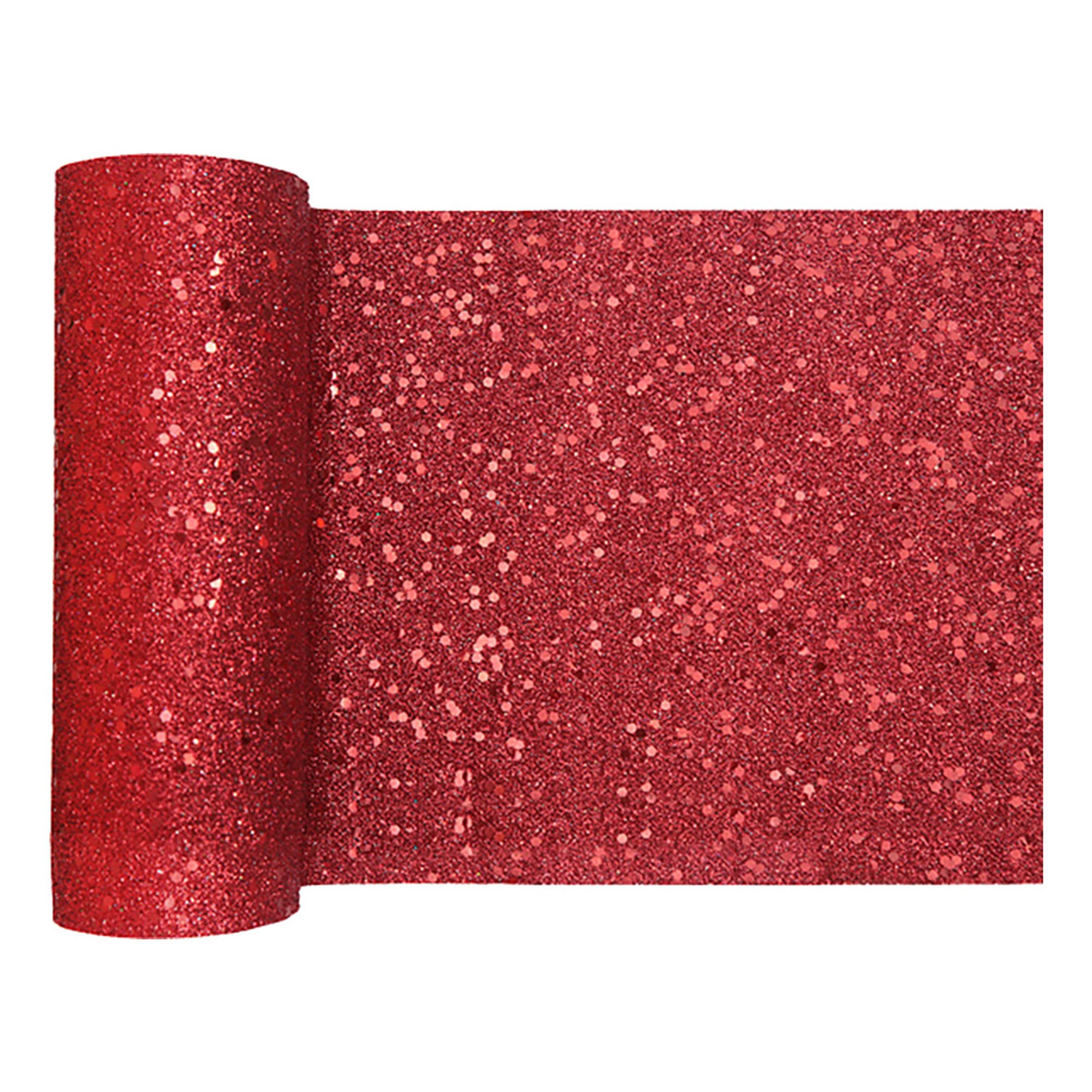 Bordløber Tyk Rød Glitter
