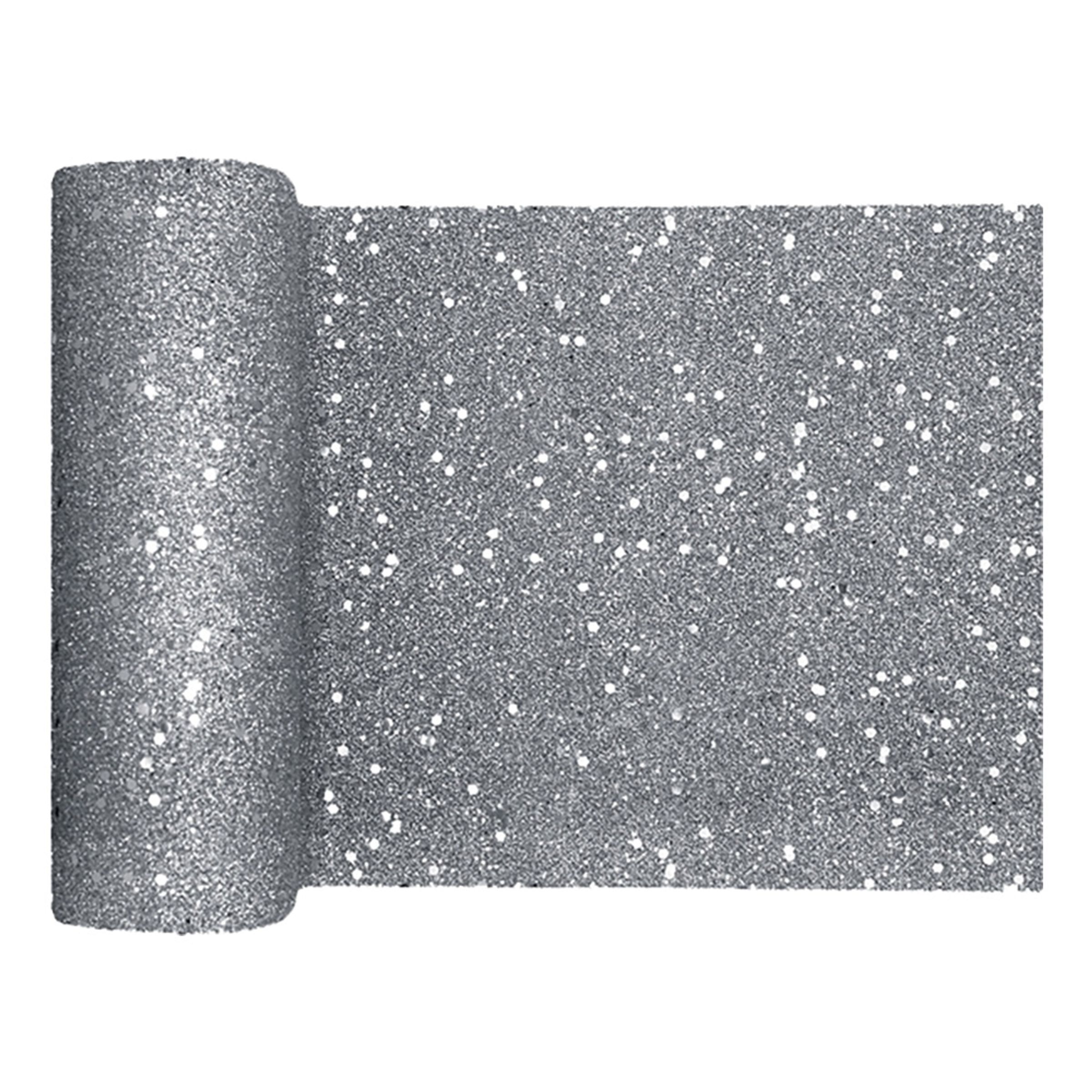 Bordløber Tyk Sølv Glitter