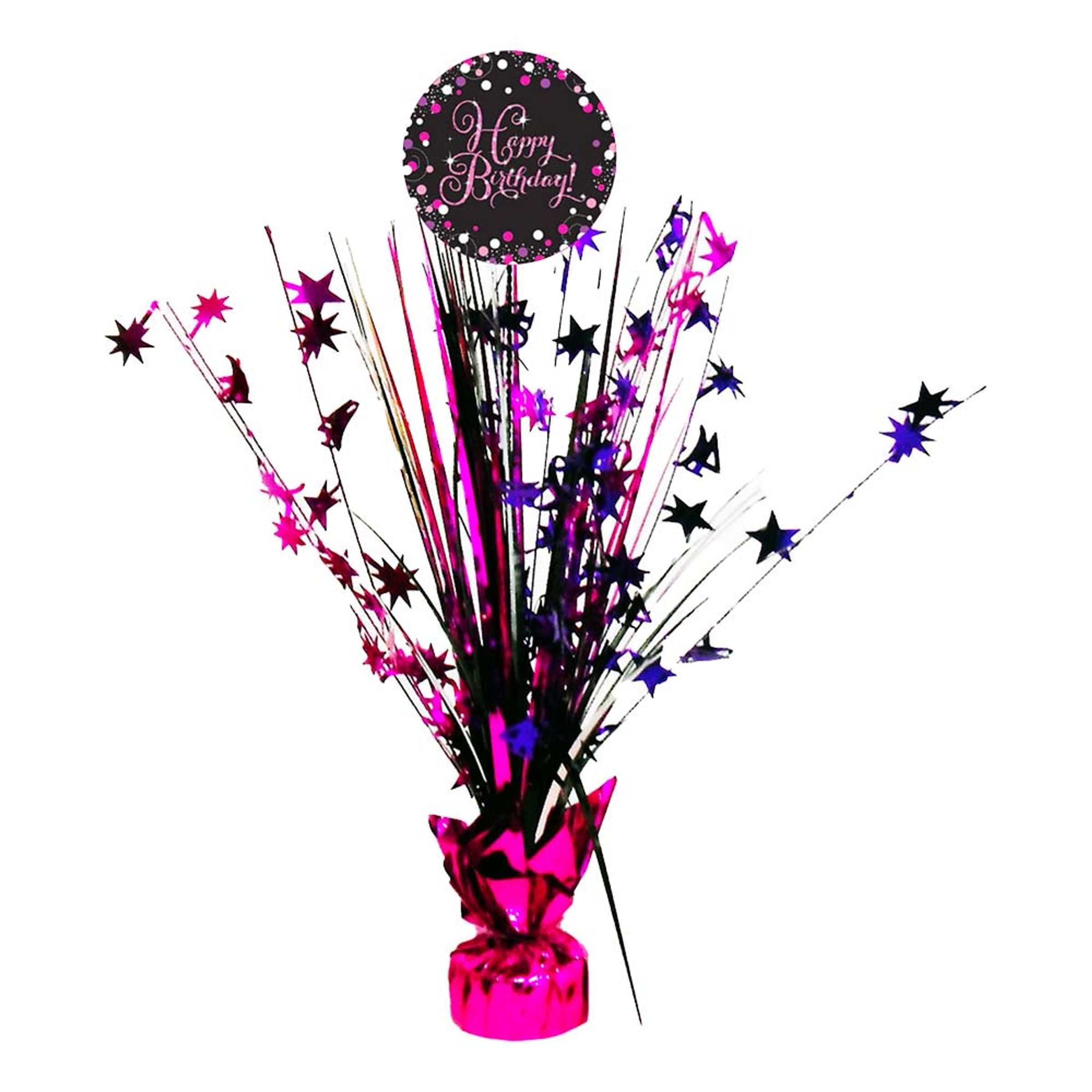 Borddekoration Happy Birthday Sort/Lyserød Glitter