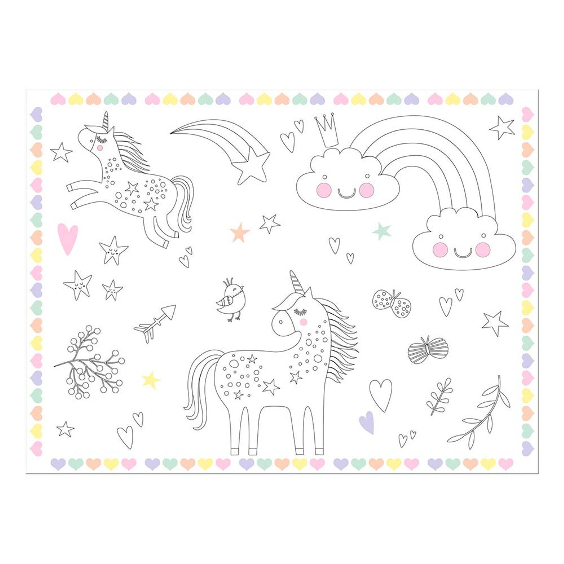 Dækkeservietter Mal Selv Unicorns & Rainbows - 6-pak