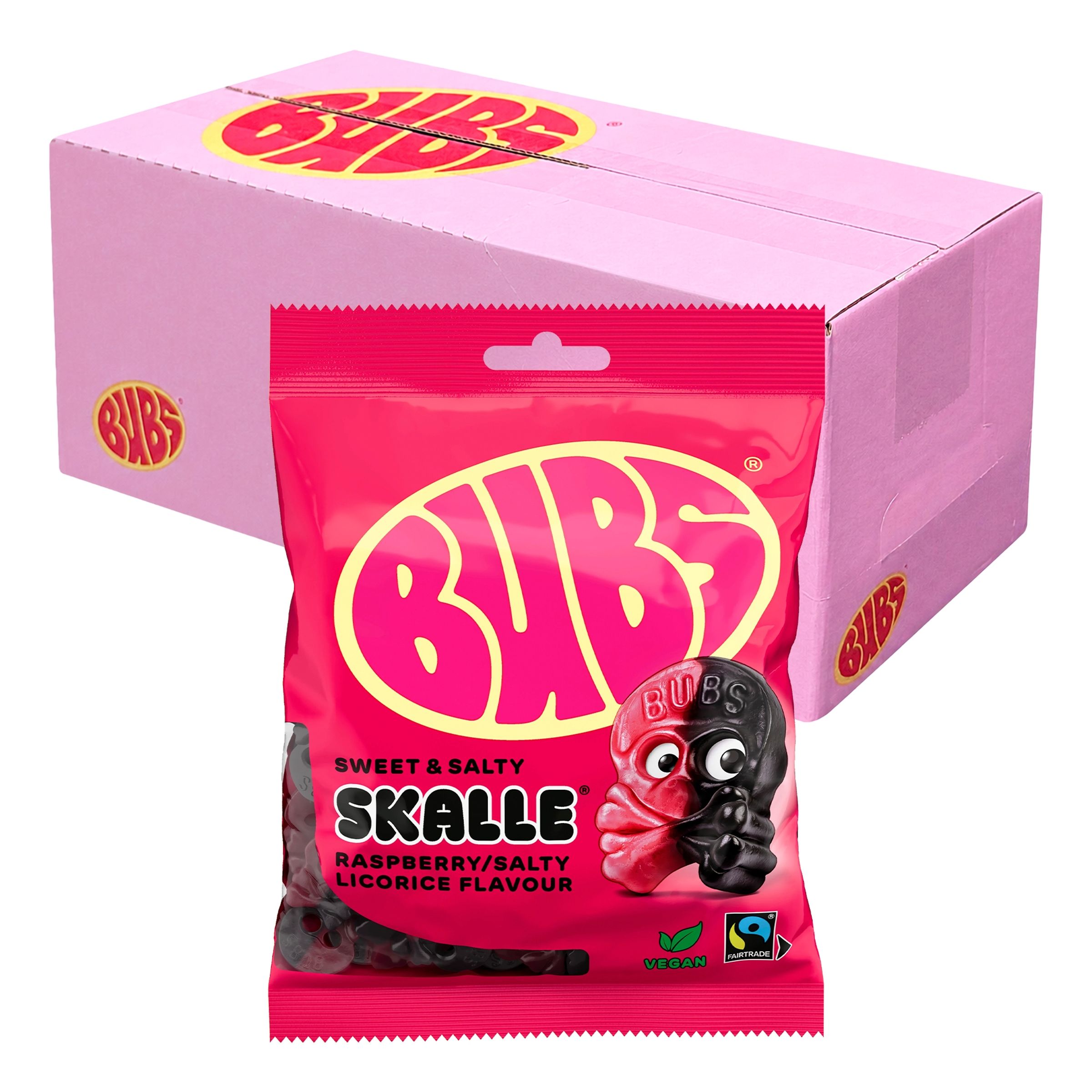 BUBS Vadelma-Salmiakki Kallot Suurpakkaus - 12 × 155 g