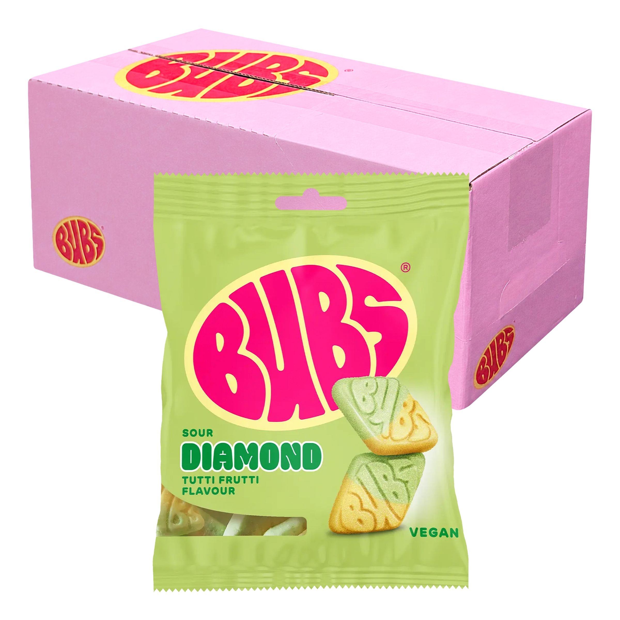 BUBS Sour Tutti Frutti Diamond Poser Økonomipakke - 12 x 155 g