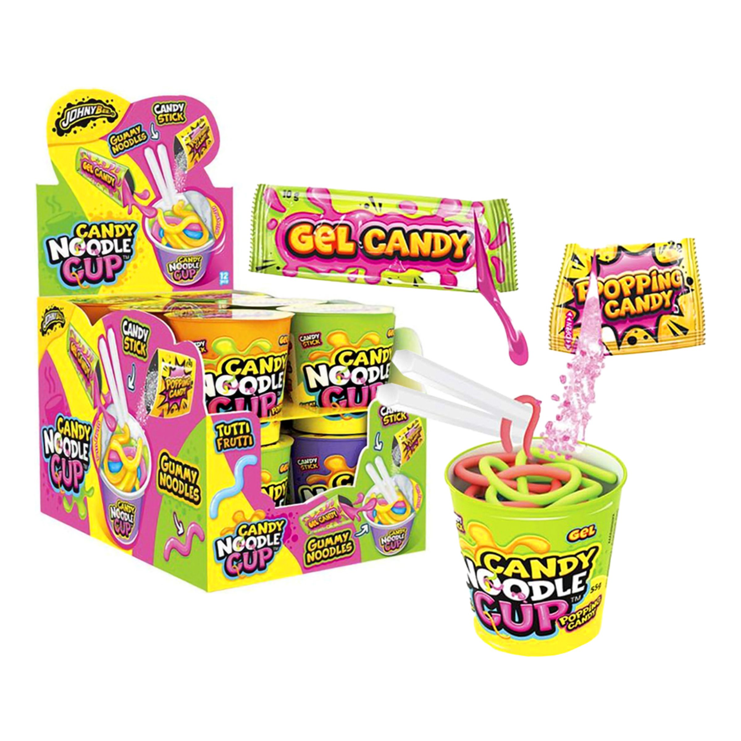 Candy Noodle Cup Storpack - 12 x 55 g | Hem - Godis & Läsk - Godis - Gelégodis | Maskeradspecialisten