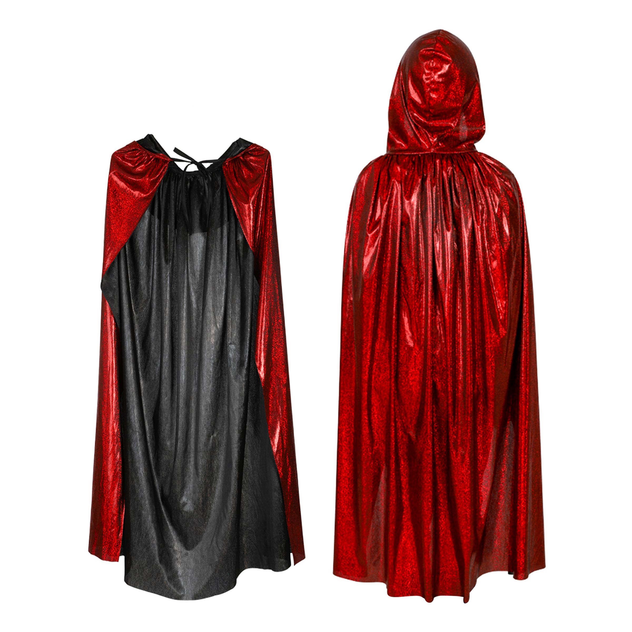 Cape med Huva Röd Shimmer - One size | Hem - Maskerad - Tillbehör - Mantel & Capes | Maskeradspecialisten