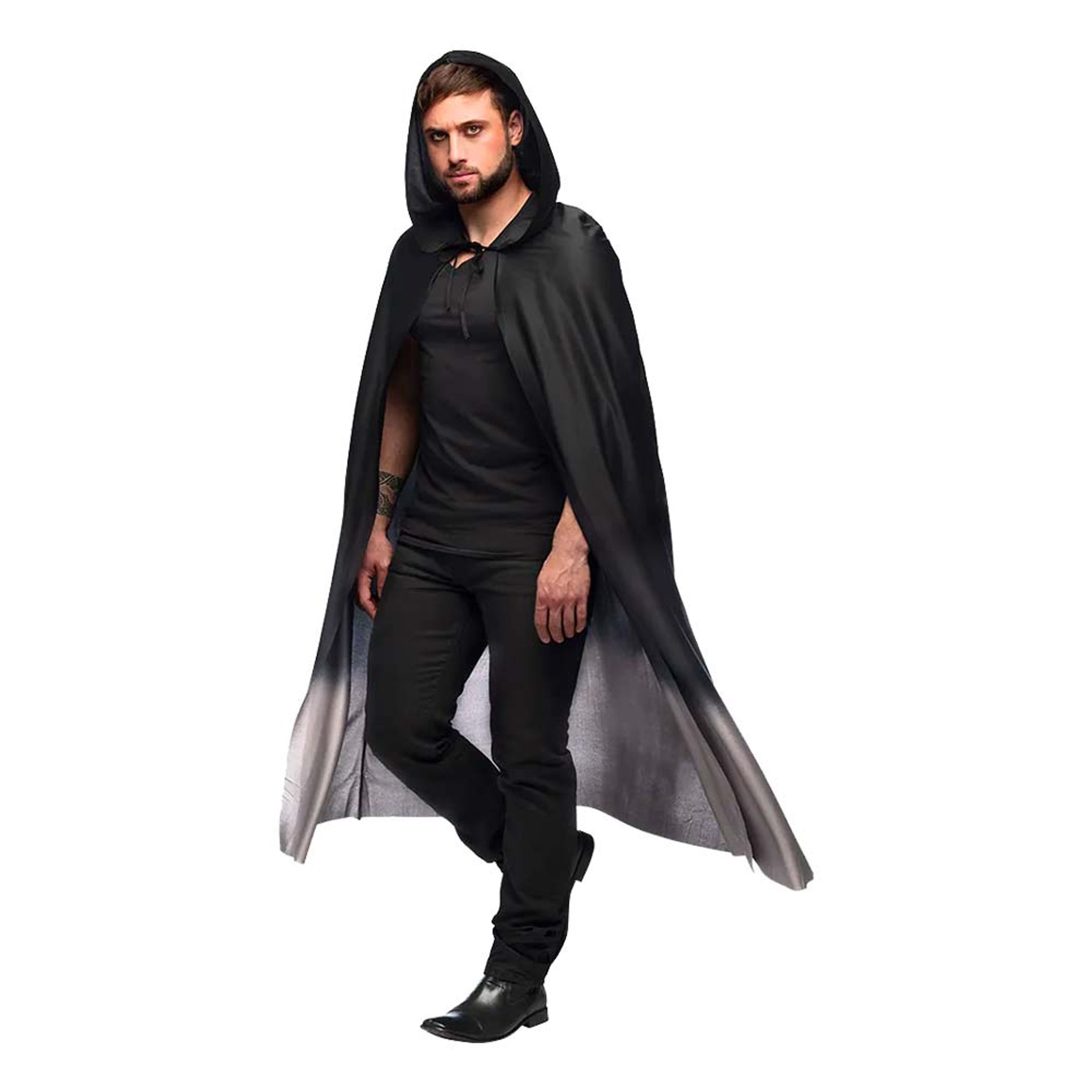 Cape med Huva Svart/Grå | Hem - Maskerad - Tillbehör - Maskeradaccessoarer | Maskeradspecialisten