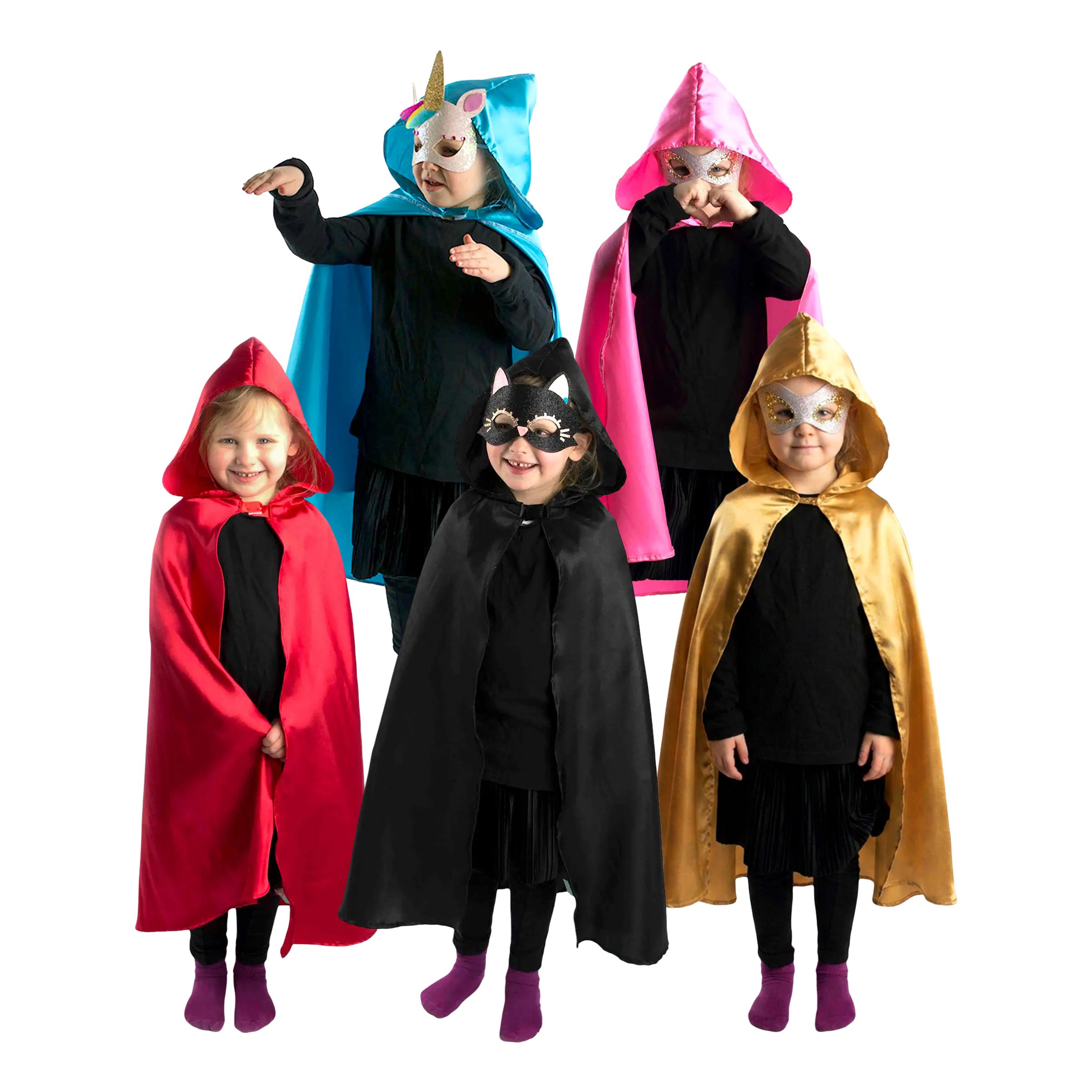 Capes med Huva Flerpack för Barn - 5-pack | Hem - Maskerad - Tillbehör - Mantel & Capes | Pryloteket